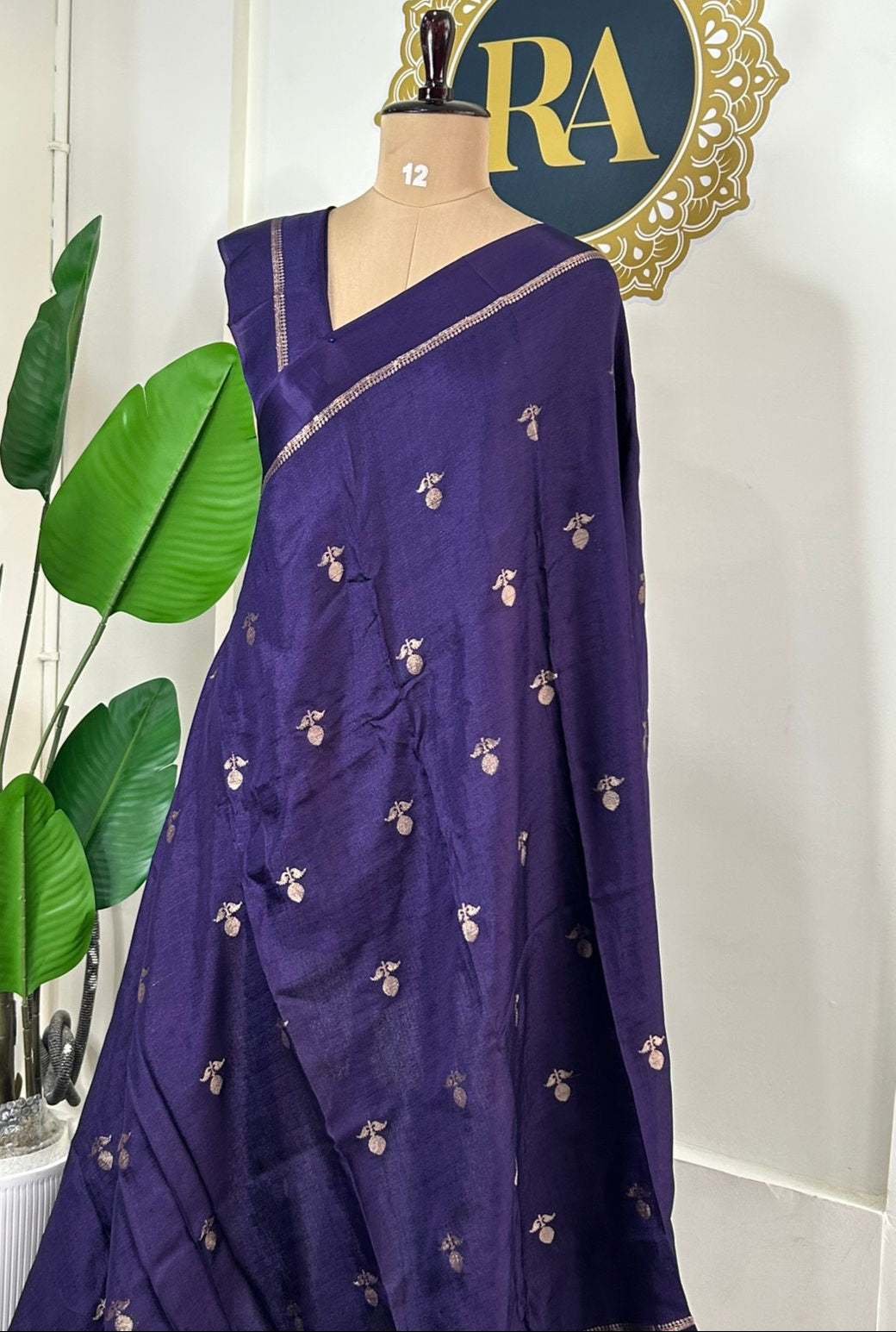 Purple 08 jute linen saree