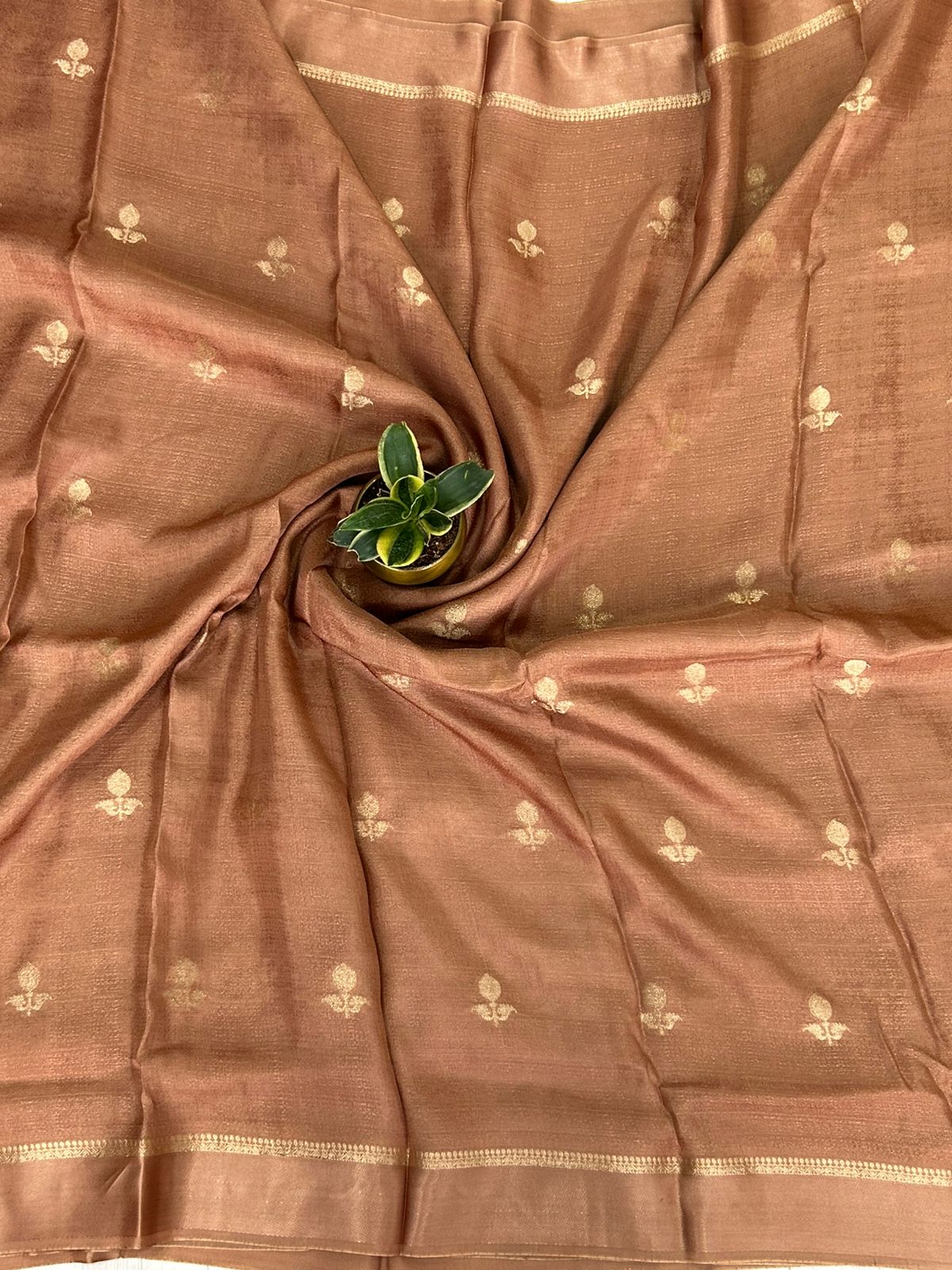 Light rust 08 jute linen saree