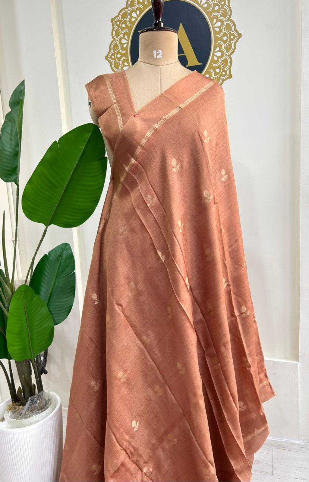 Light rust 08 jute linen saree