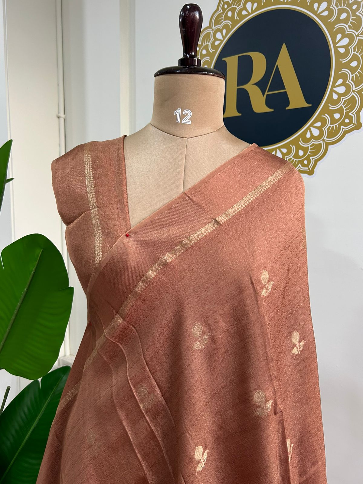 Light rust 08 jute linen saree