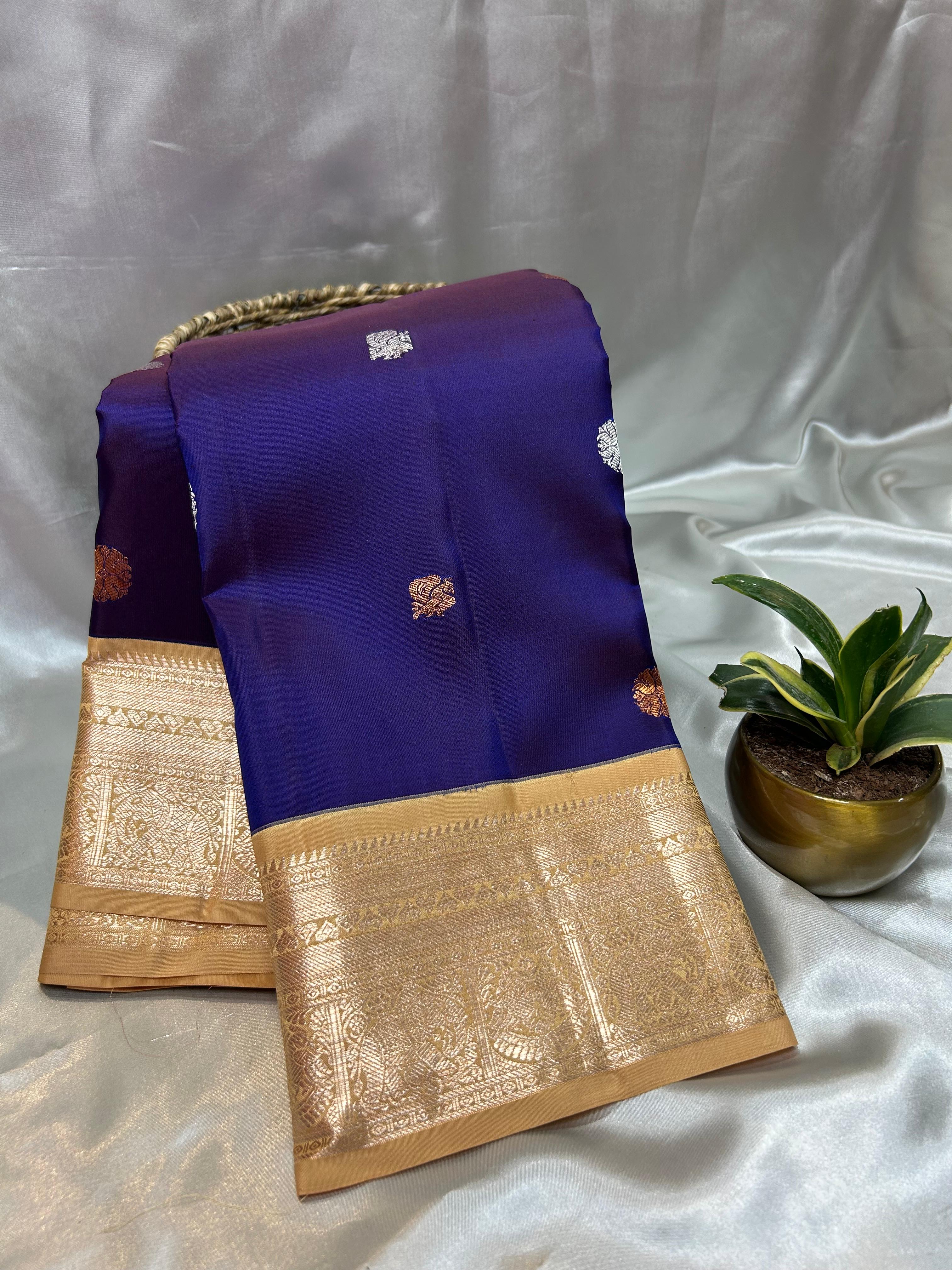Navy blue  pure kanchipuram-05 silk saree