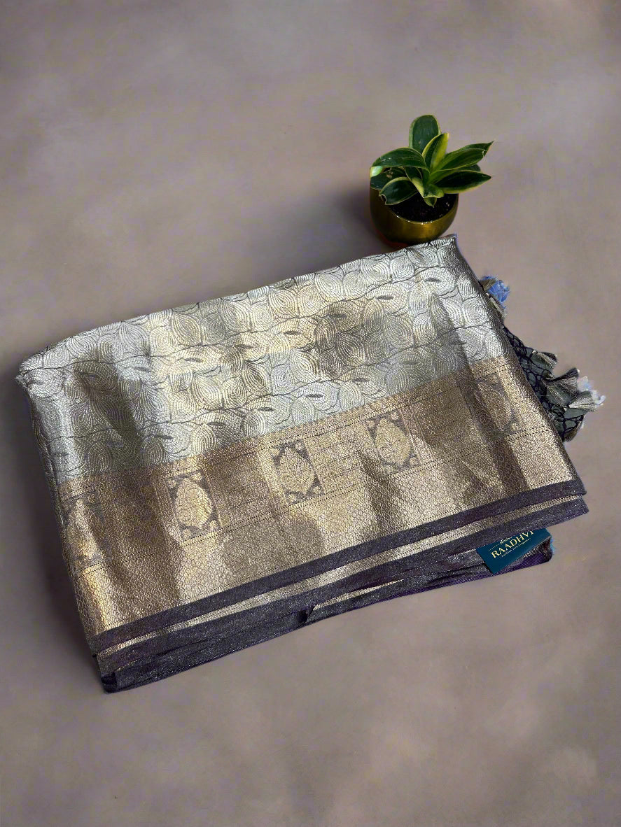 Purple pure benarasi brocade tissue saree