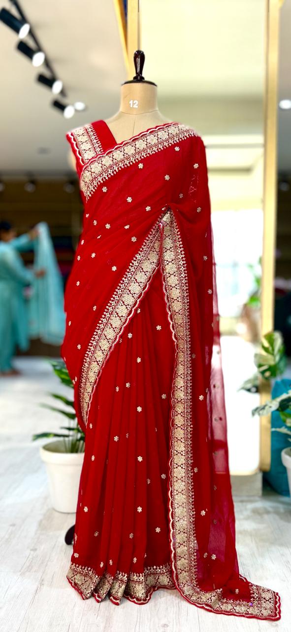 Red sabyasachi inspired-07 georgette designer saree