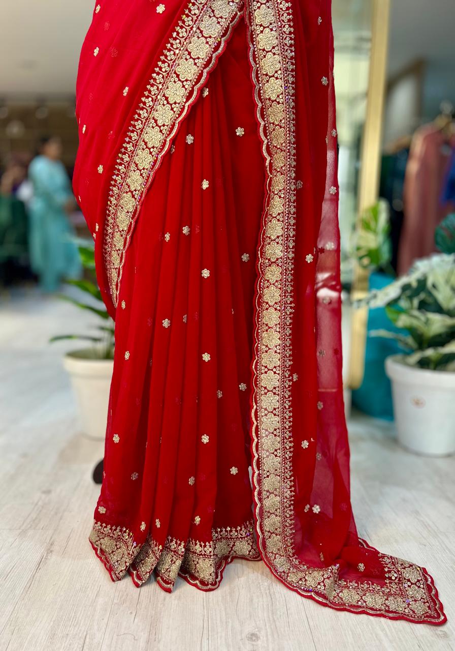 Red sabyasachi inspired-07 georgette designer saree