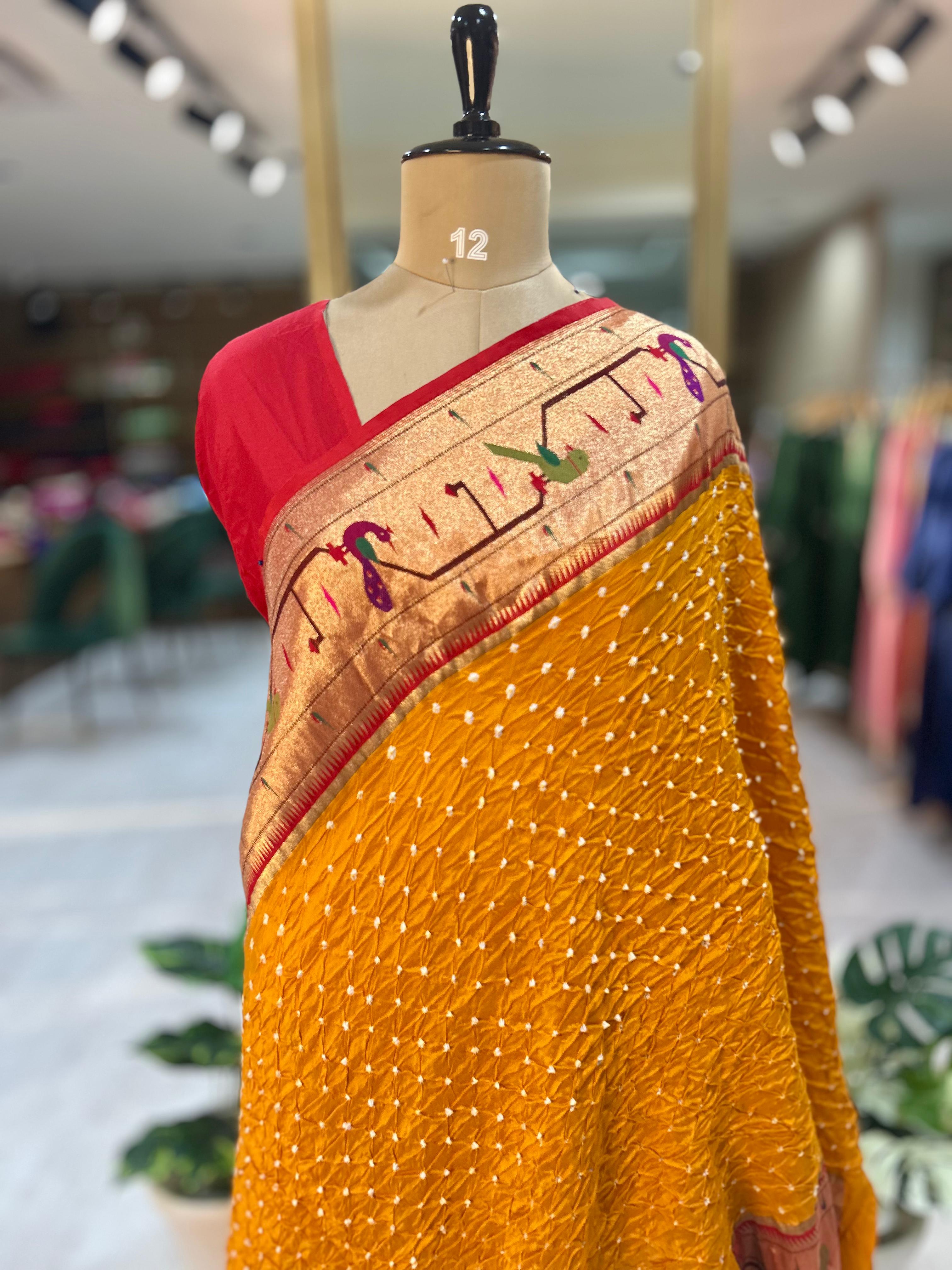 Yellow bandhini paithani-07 border saree (RR)