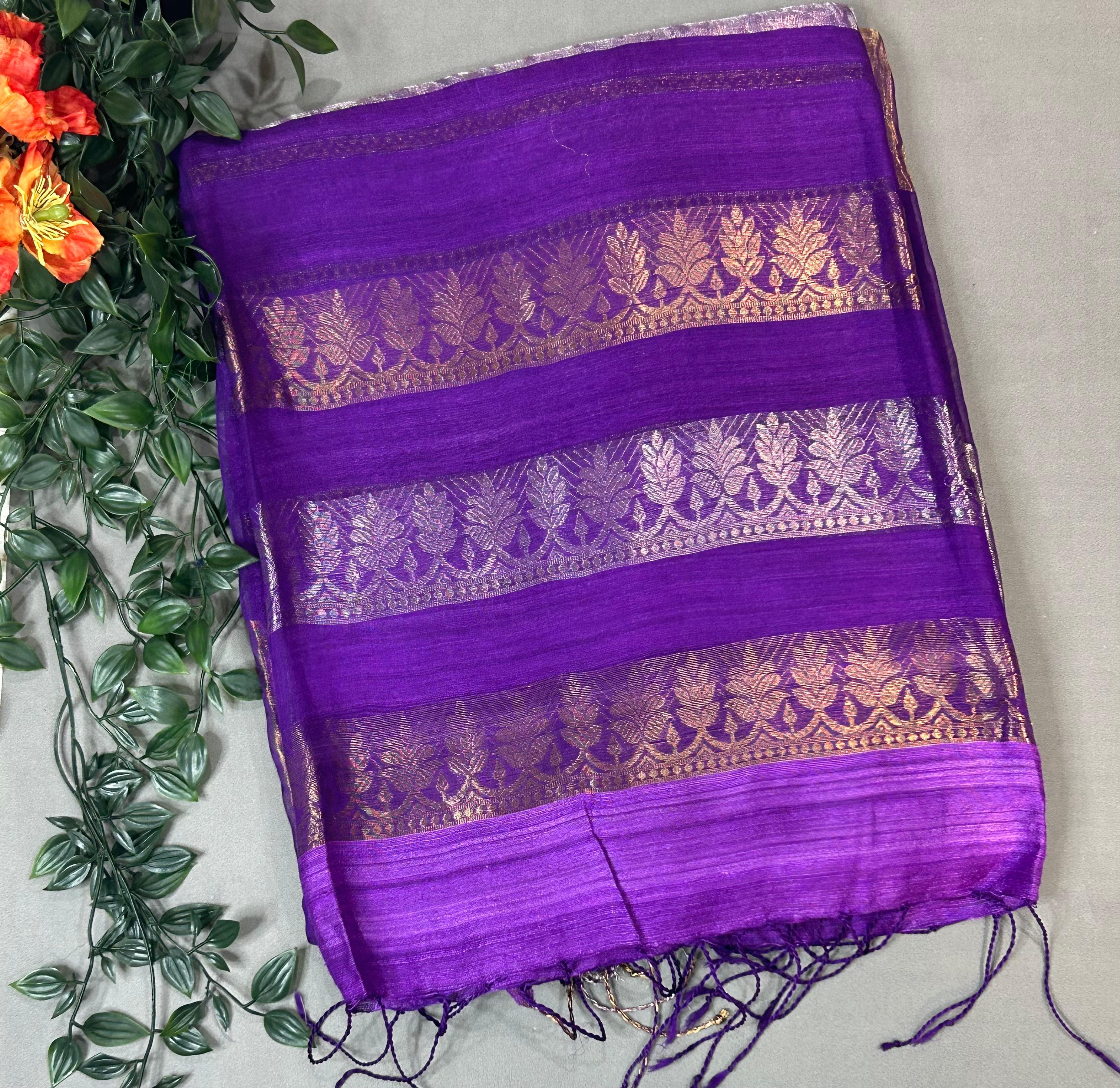 Purple pure organza tissue-101 saree