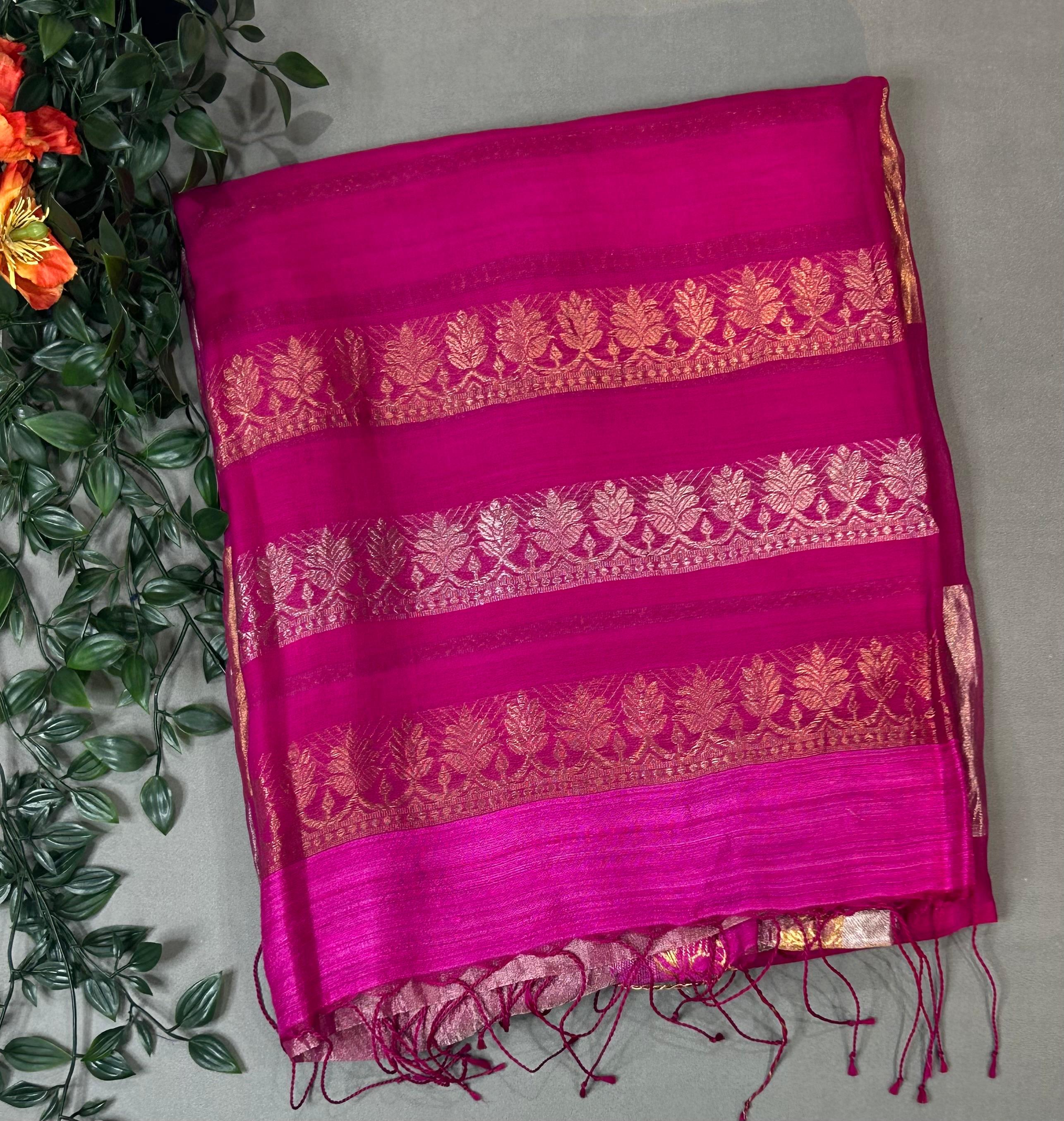 Pink pure organza tissue-101 saree