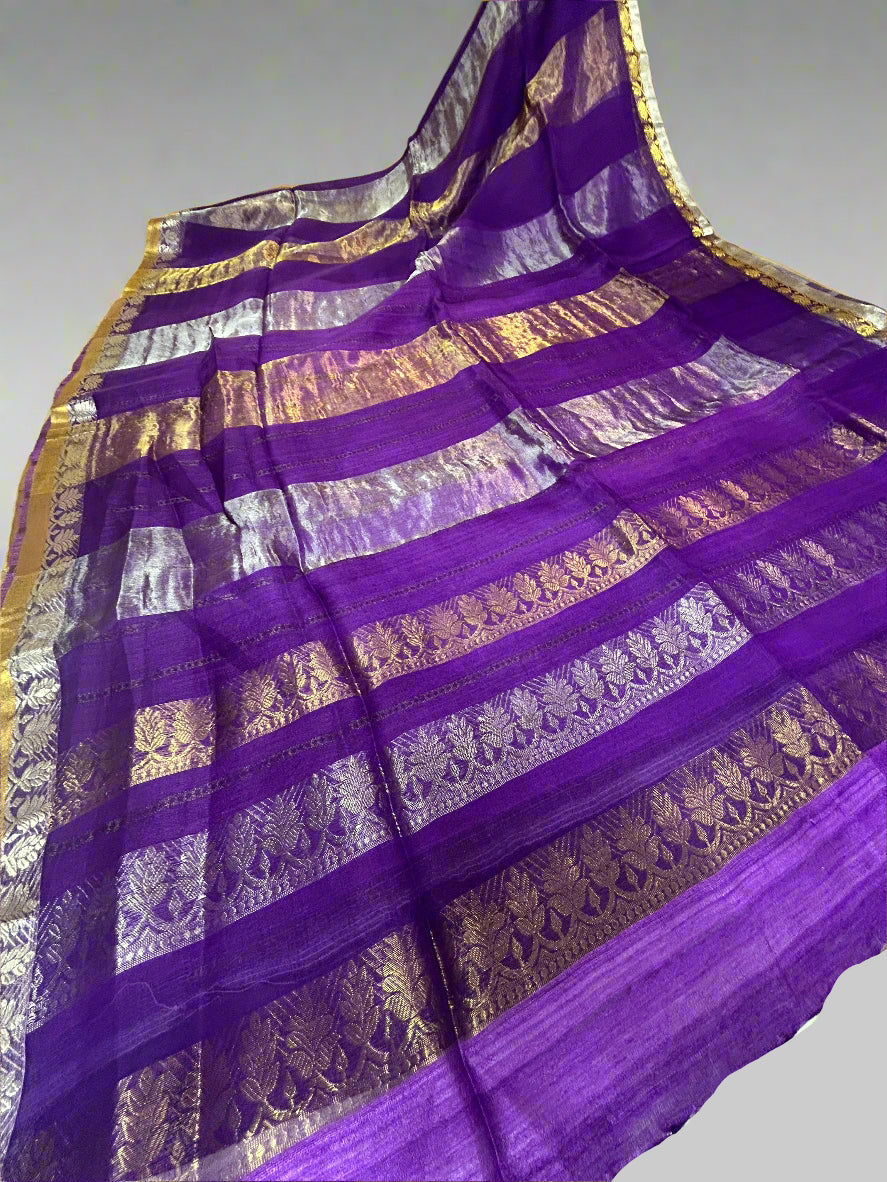 Purple pure organza tissue-101 saree