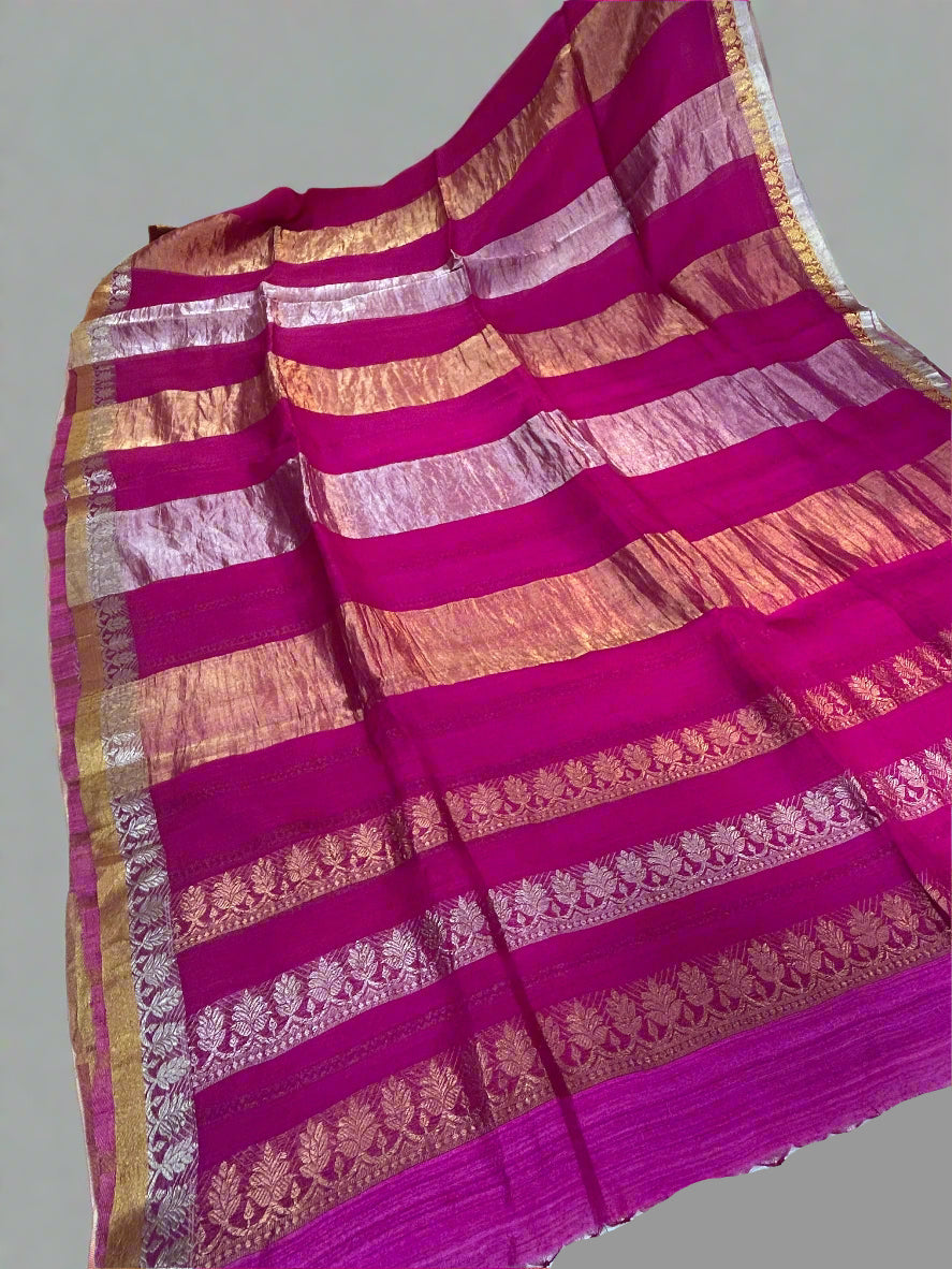 Pink pure organza tissue-101 saree