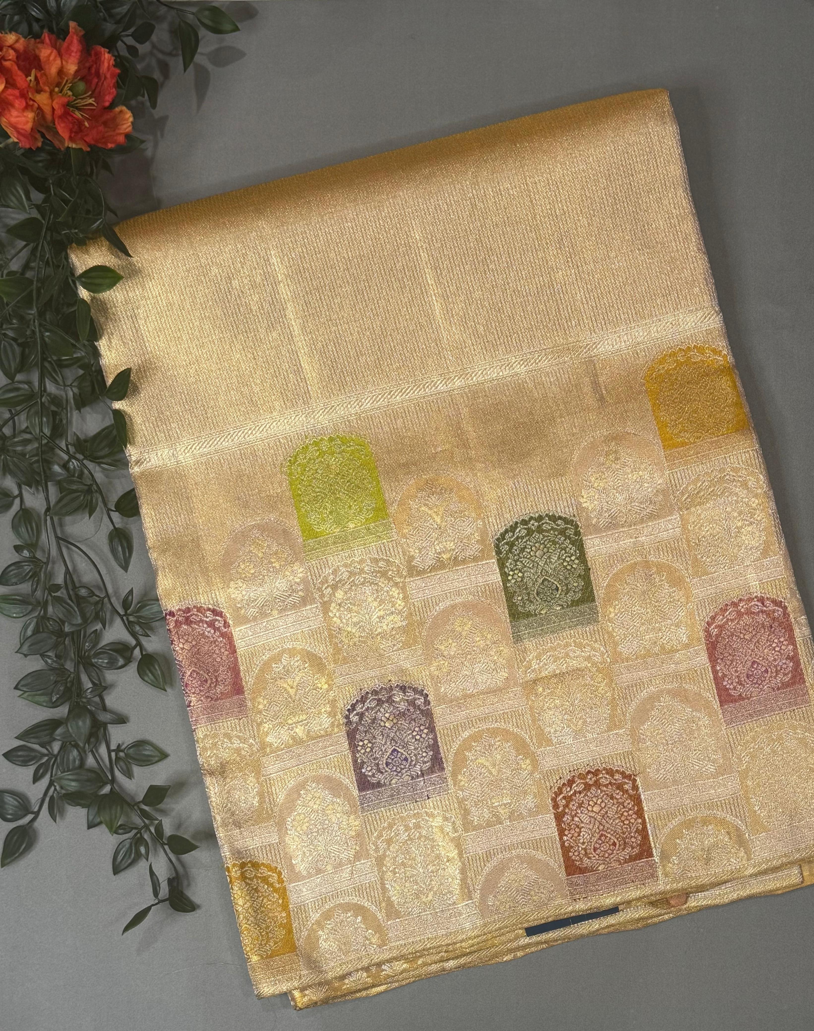 Copper shade tissue pure kanchipuram-07 silk saree