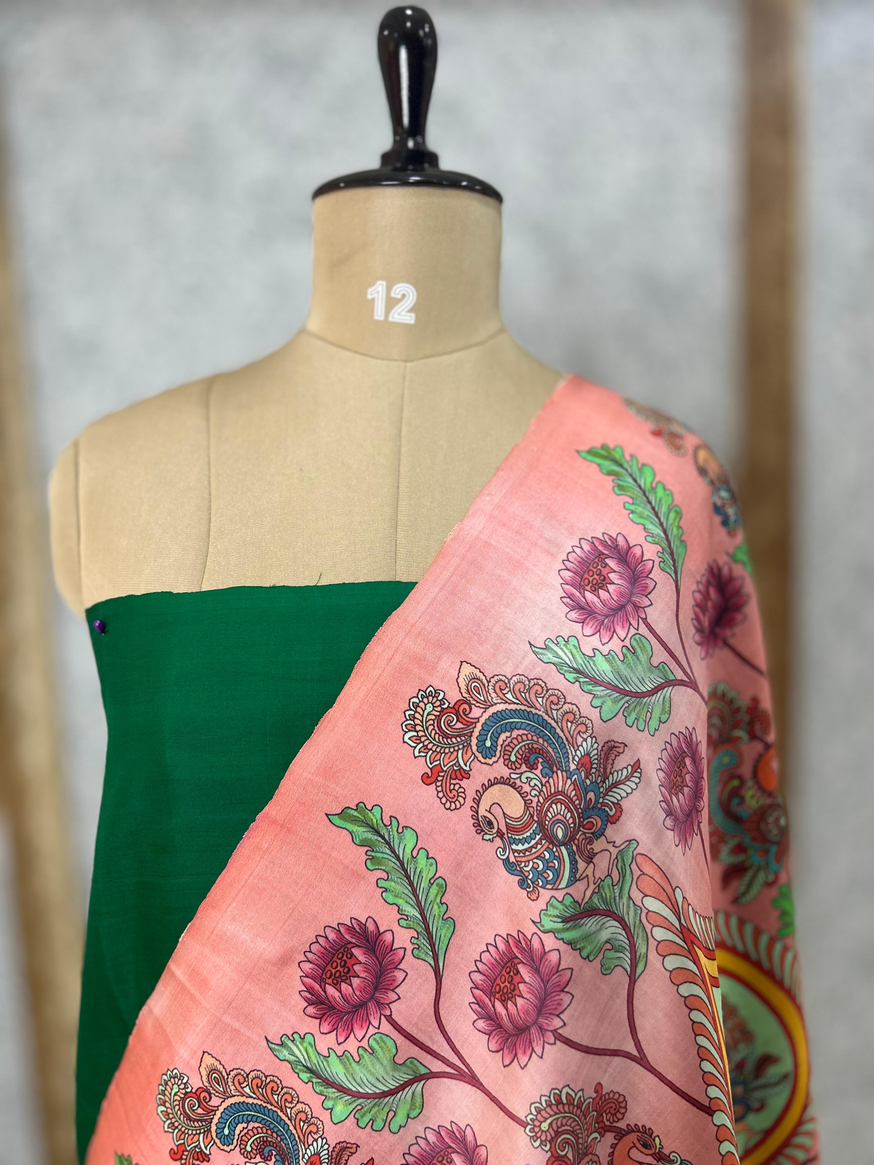 Half n half pure printed kanchipuram-07 silk saree