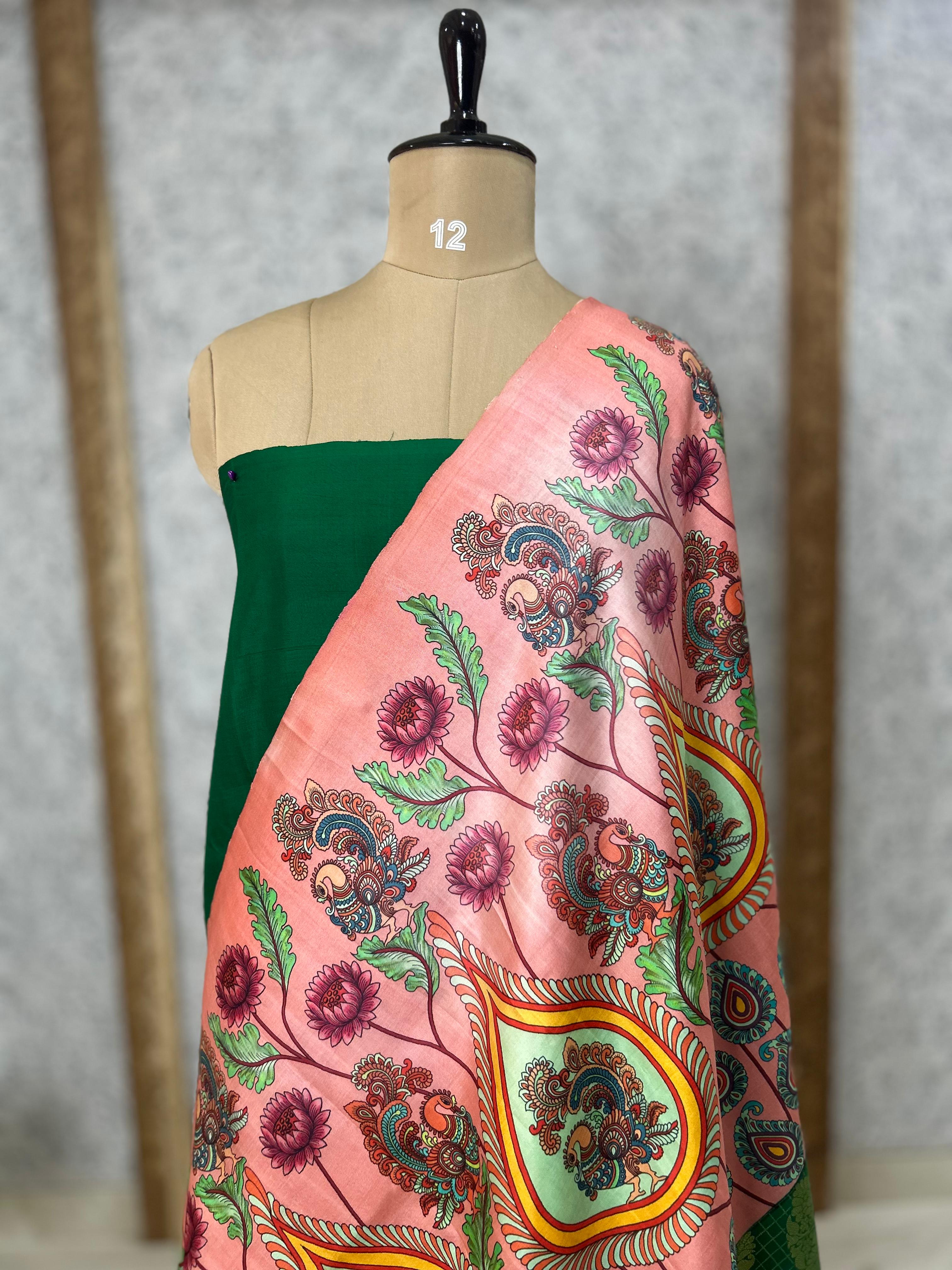 Half n half pure printed kanchipuram-07 silk saree