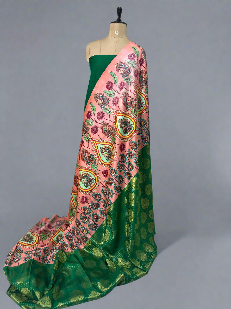 Half n half pure printed kanchipuram-07 silk saree