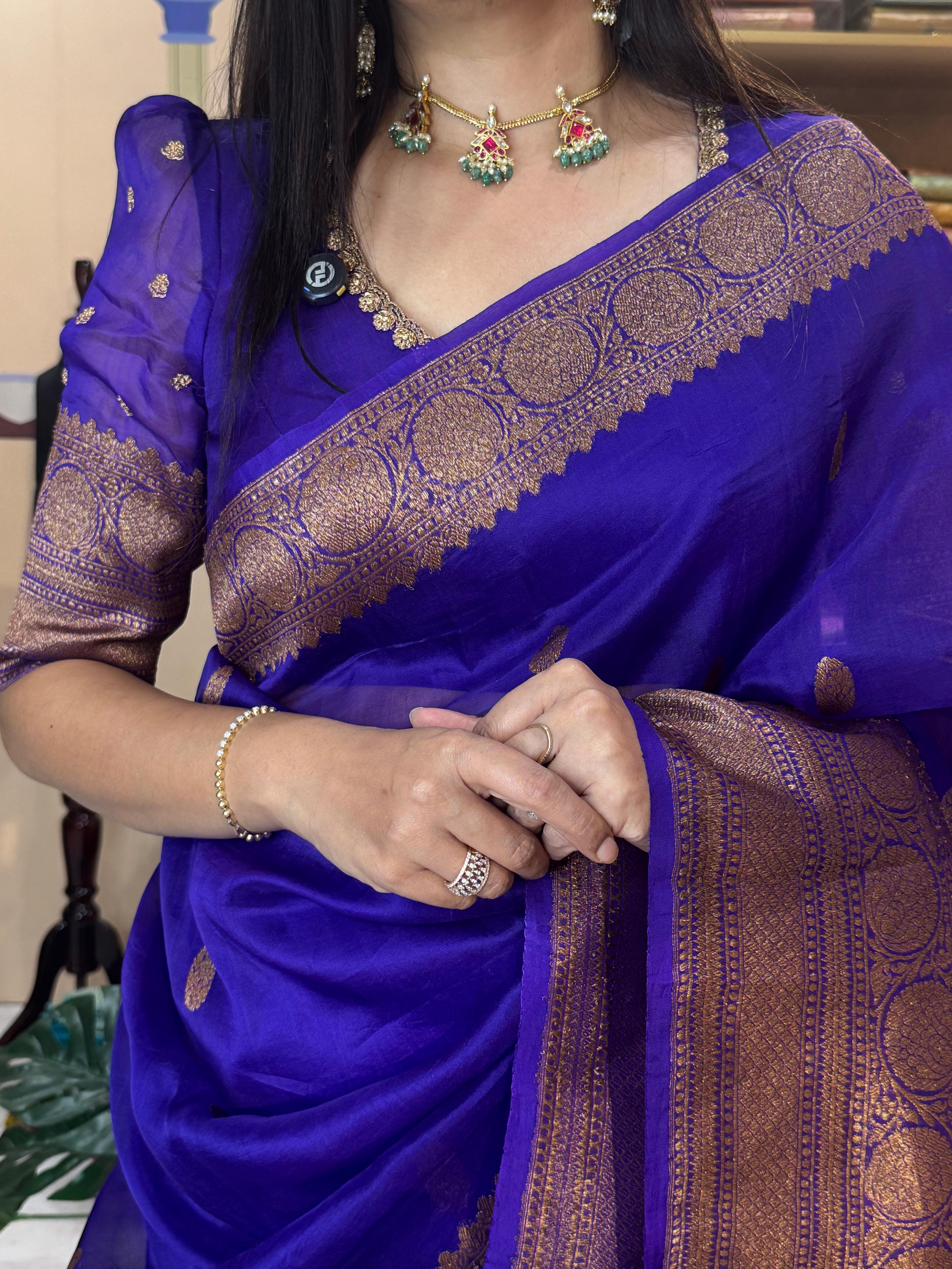 Purple pure kora organza-07 saree