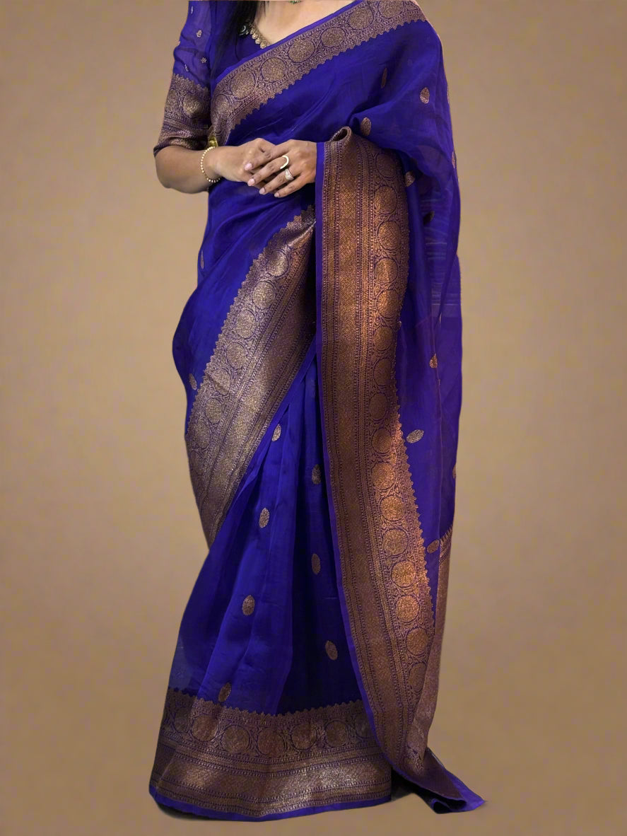 Purple pure kora organza-07 saree