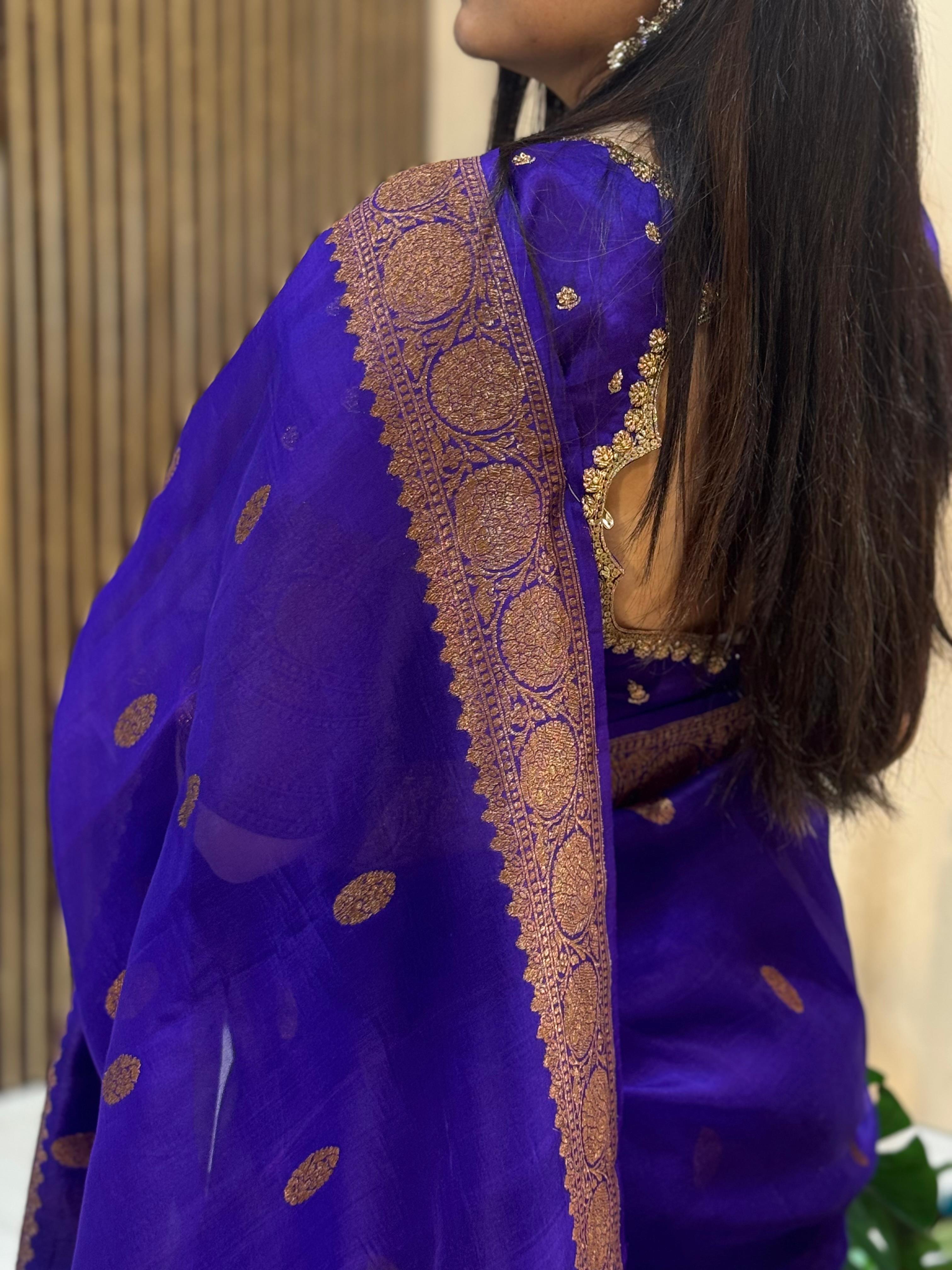 Purple pure kora organza-07 saree