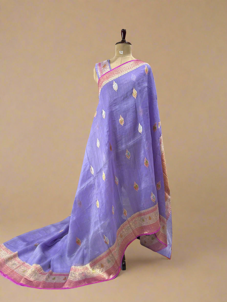 Pastel blue pure kora organza-07 saree