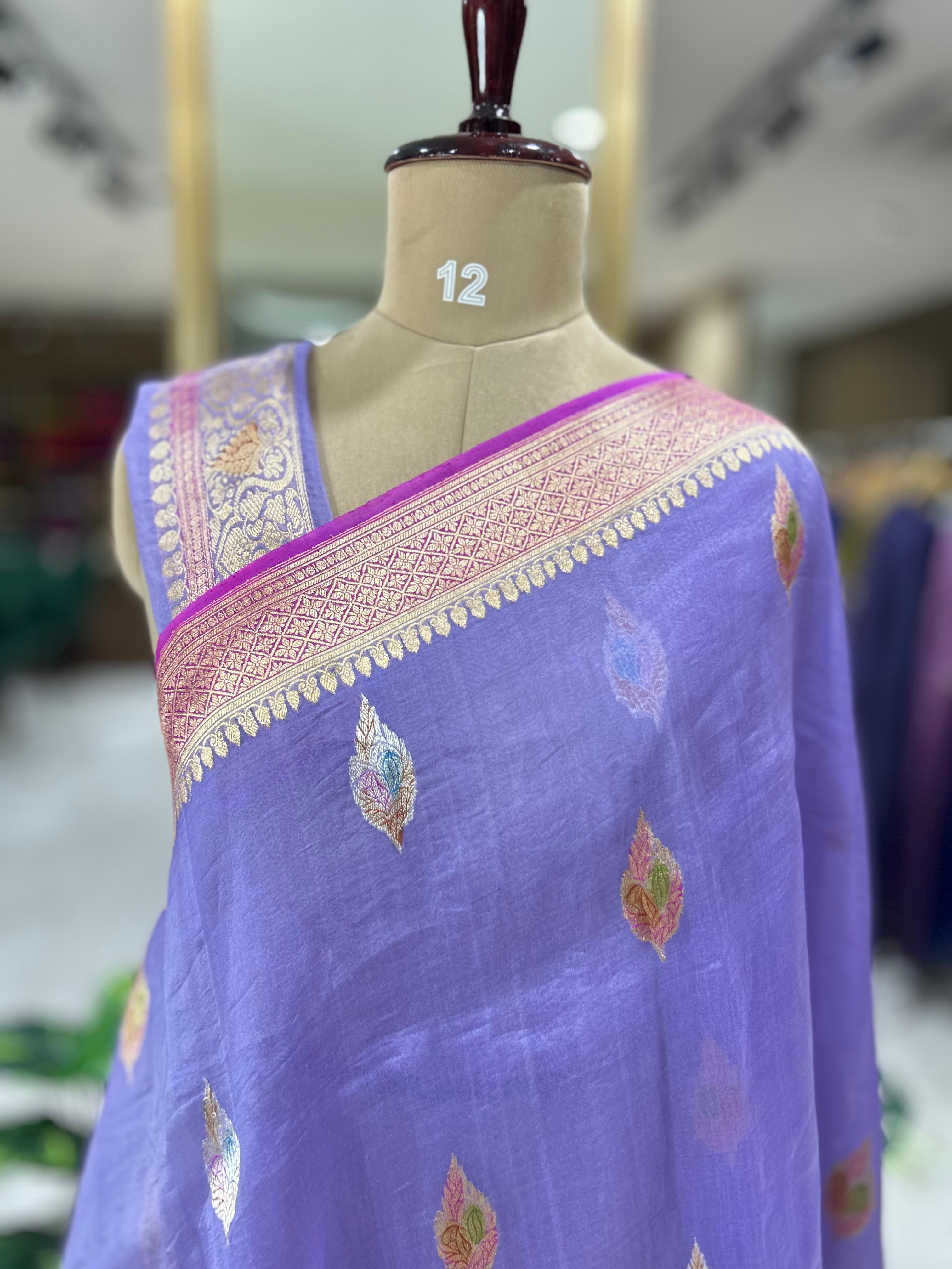 Pastel blue pure kora organza-07 saree