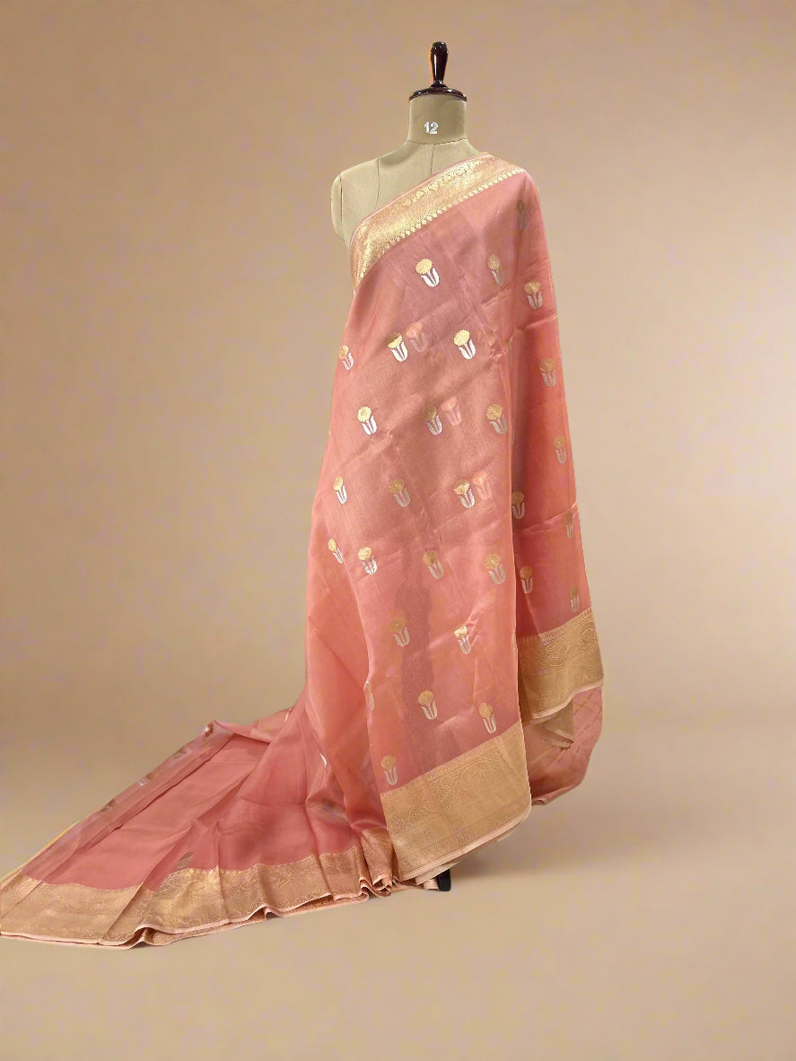 Pastel pink pure kora organza-07 saree