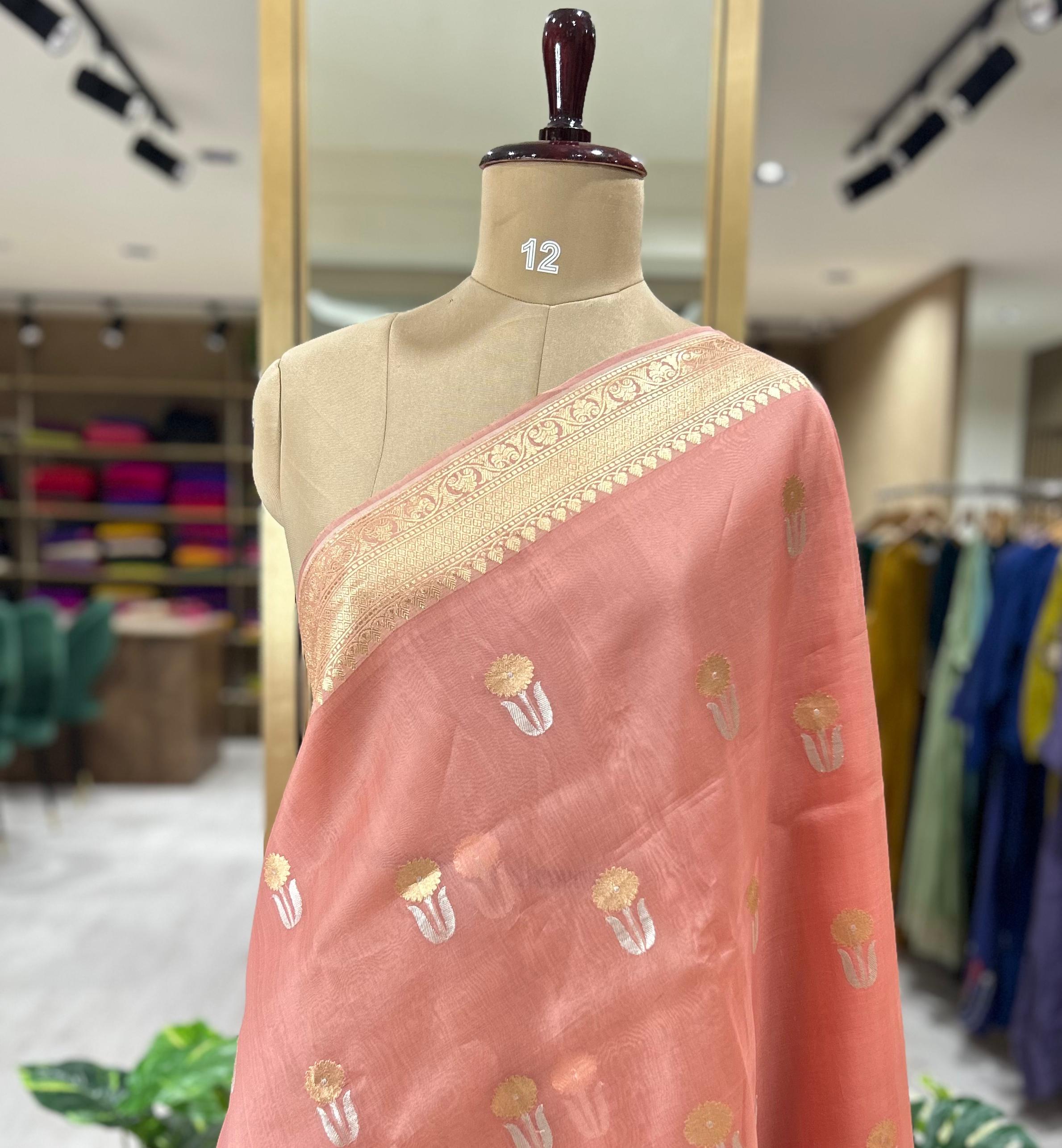 Pastel pink pure kora organza-07 saree
