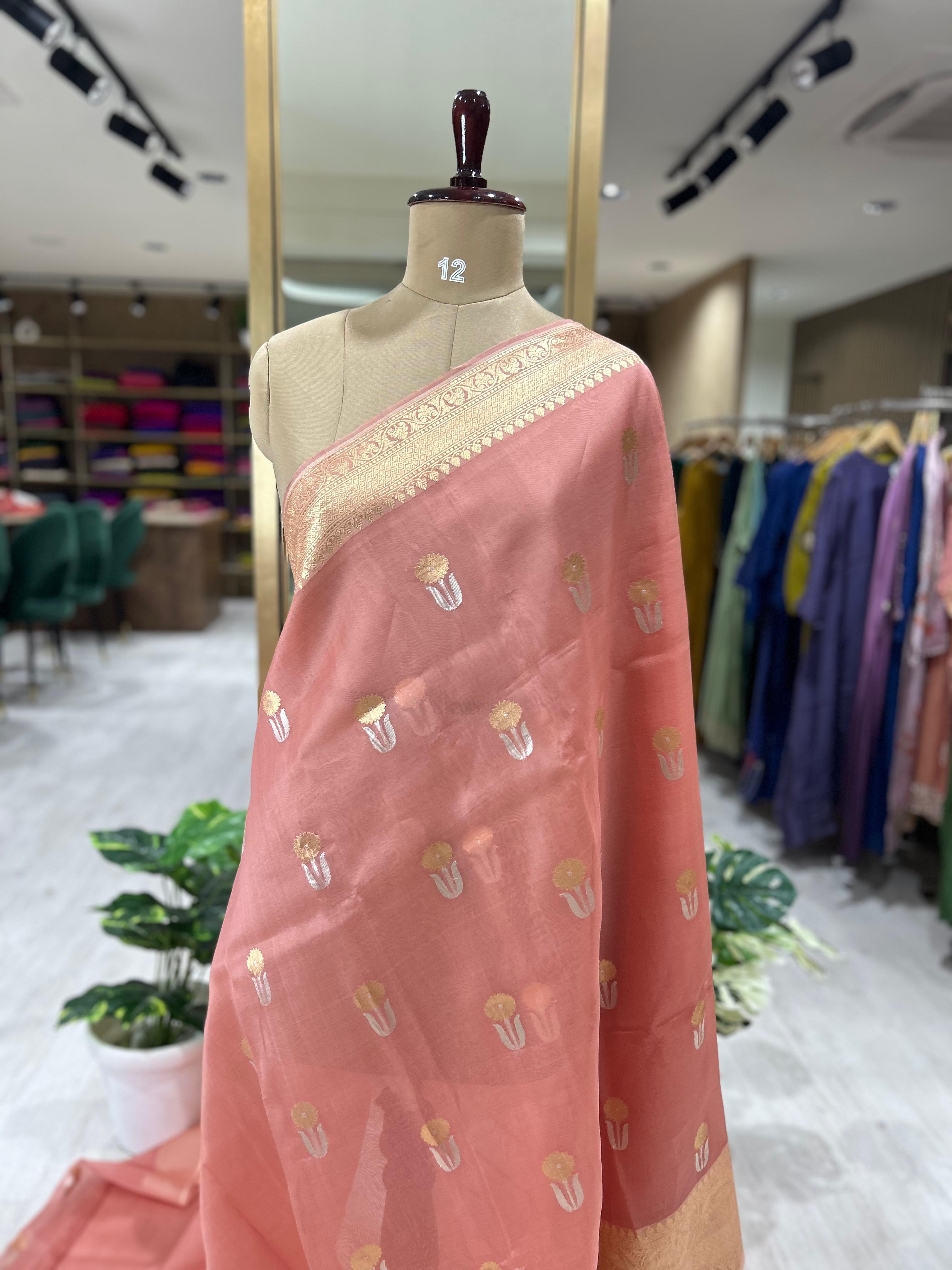 Pastel pink pure kora organza-07 saree