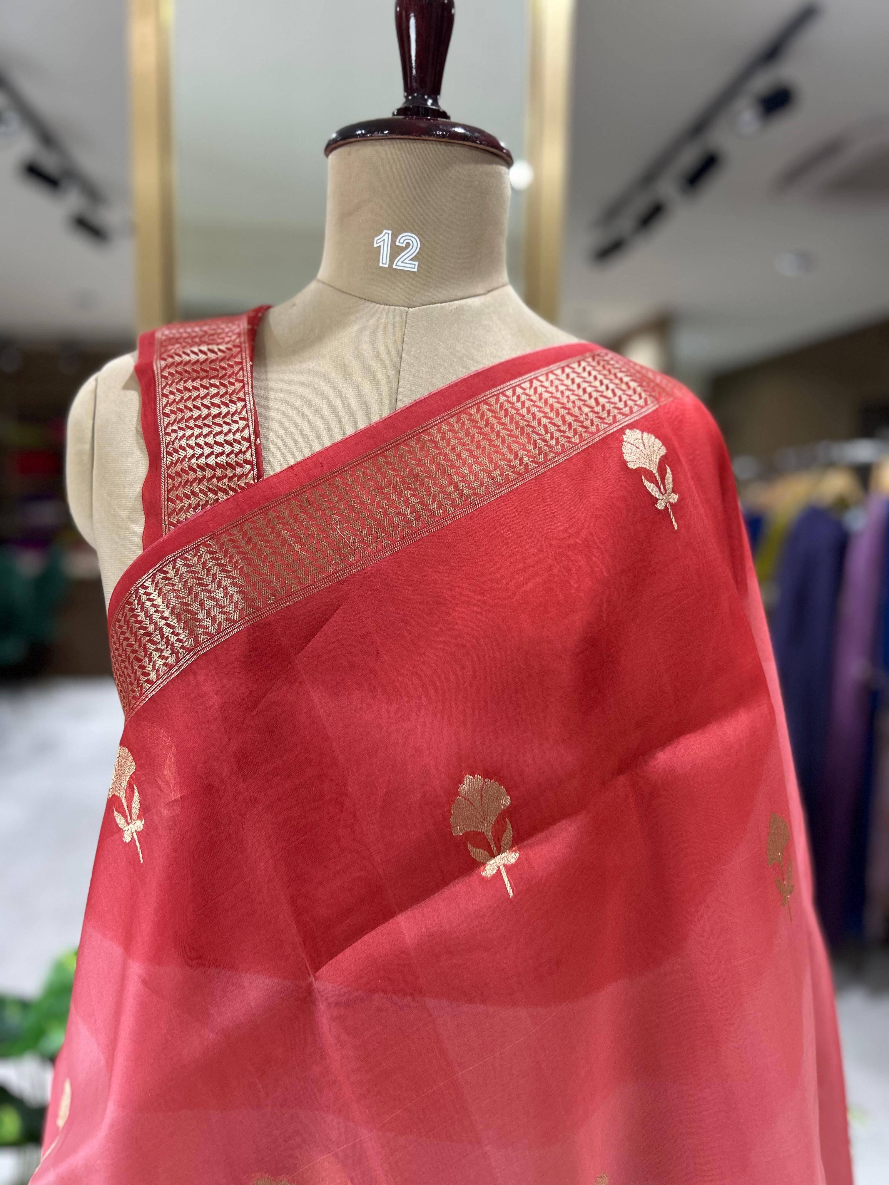 Pink dual shade pure kora organza-07 saree