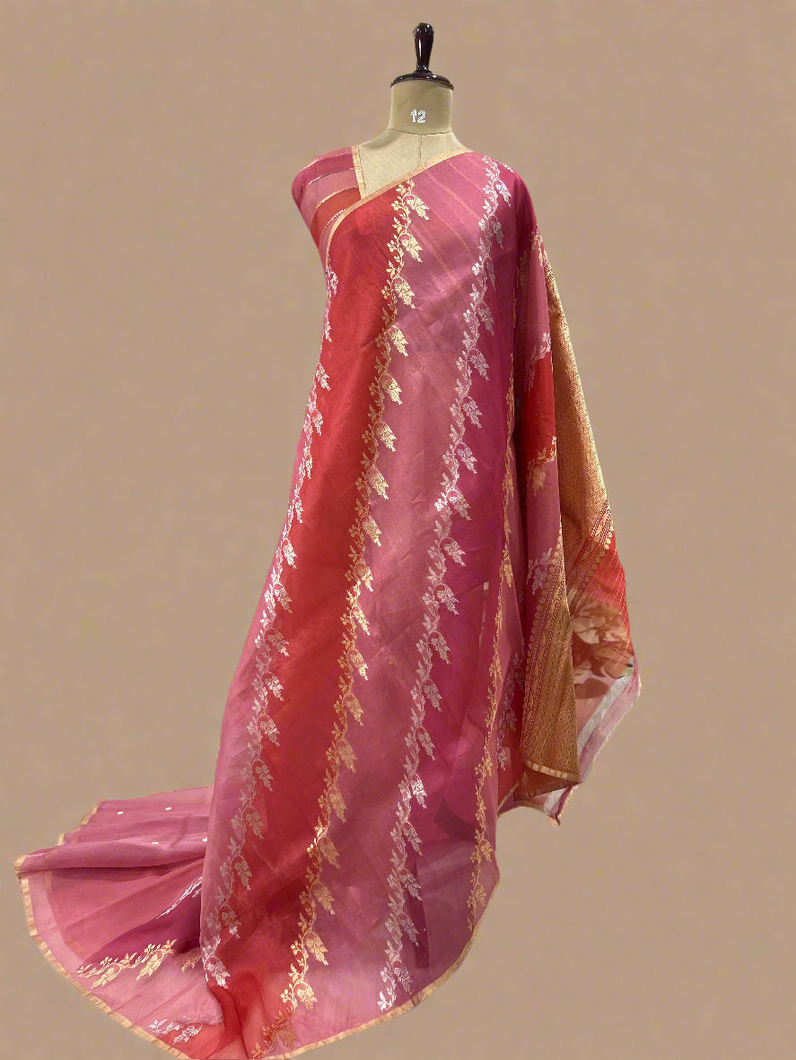 Multitone stripes pure kora organza-07 saree