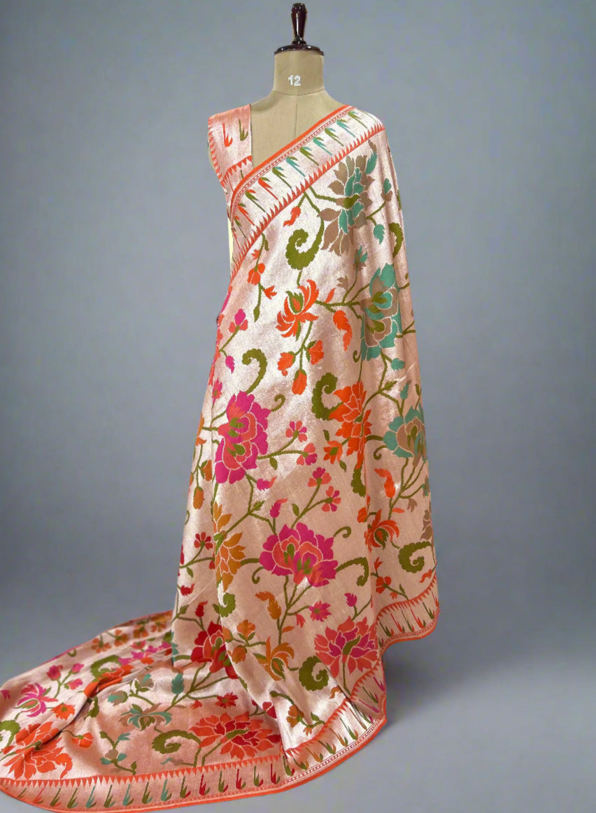 Orange pure paithani tussar georgette-09 saree