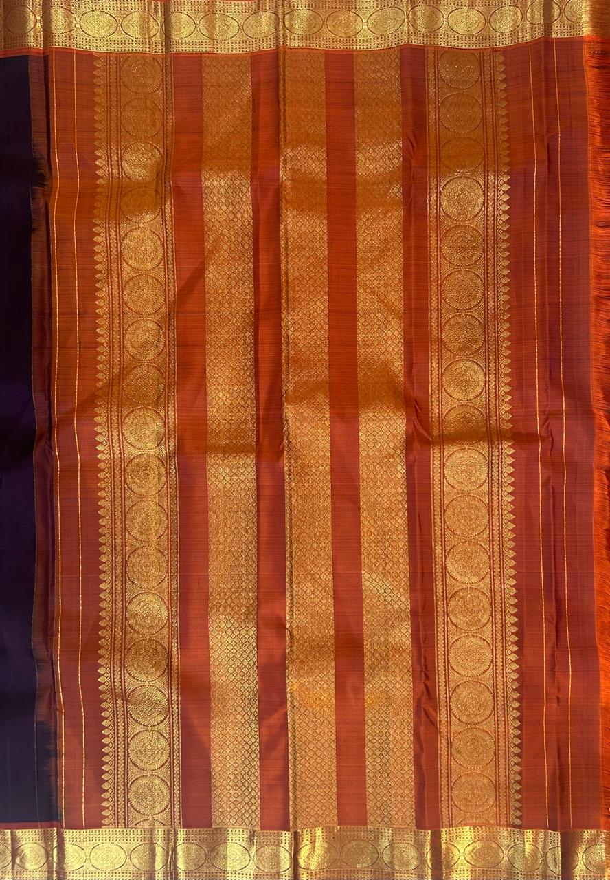 Dark purple n orange vintage pure kanchipuram-10 silk saree