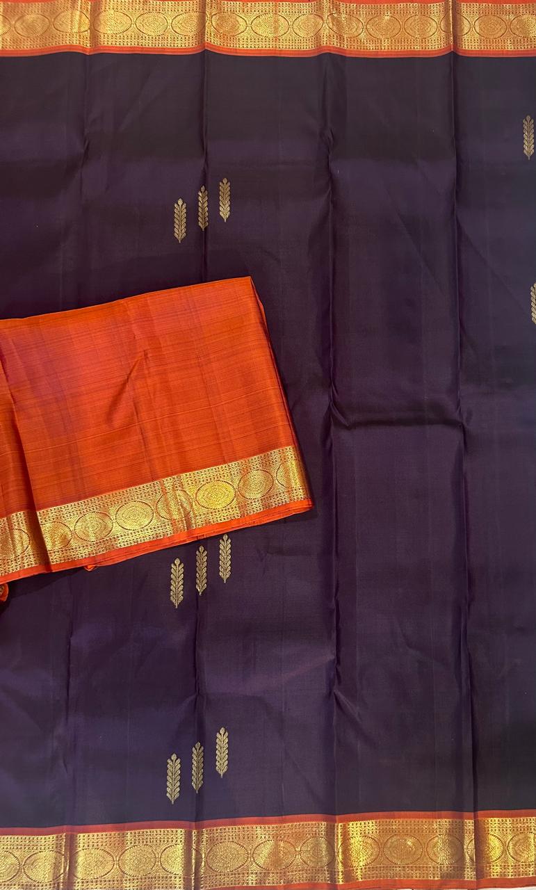 Dark purple n orange vintage pure kanchipuram-10 silk saree