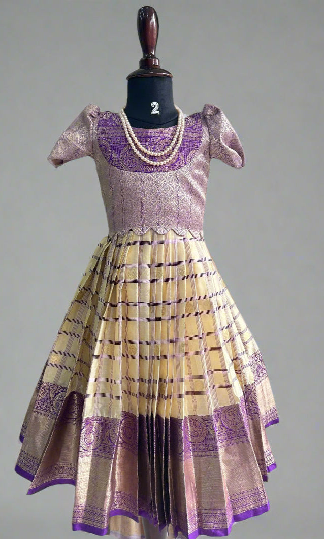 Blue checks kids semi Kanchi Lehenga