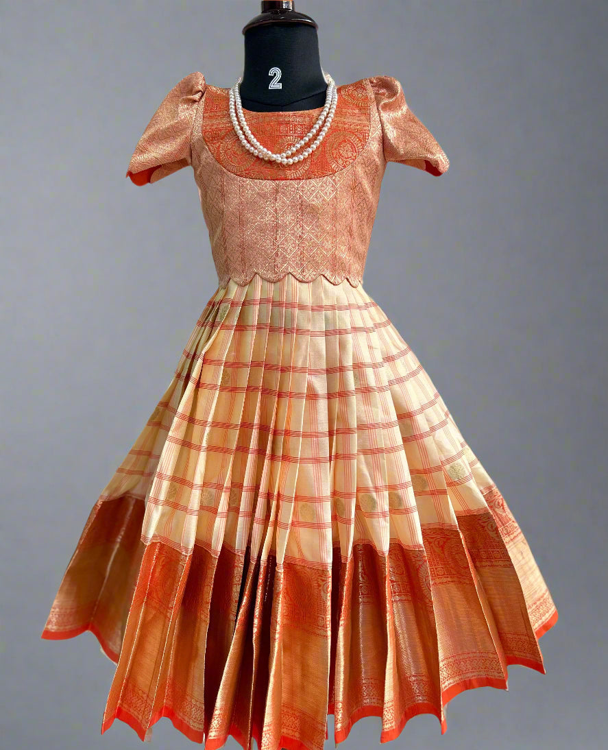 Blue checks kids semi Kanchi Lehenga