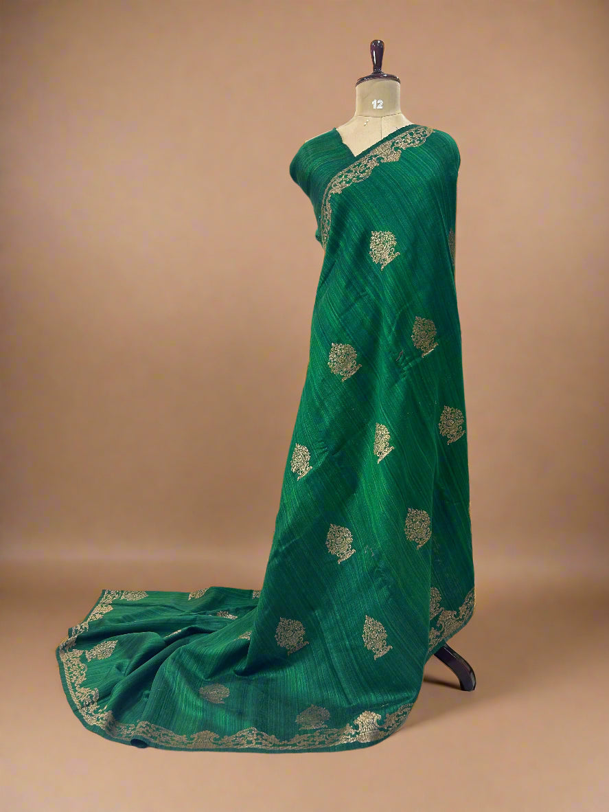 Green pure dupion banarasi-07 silk saree