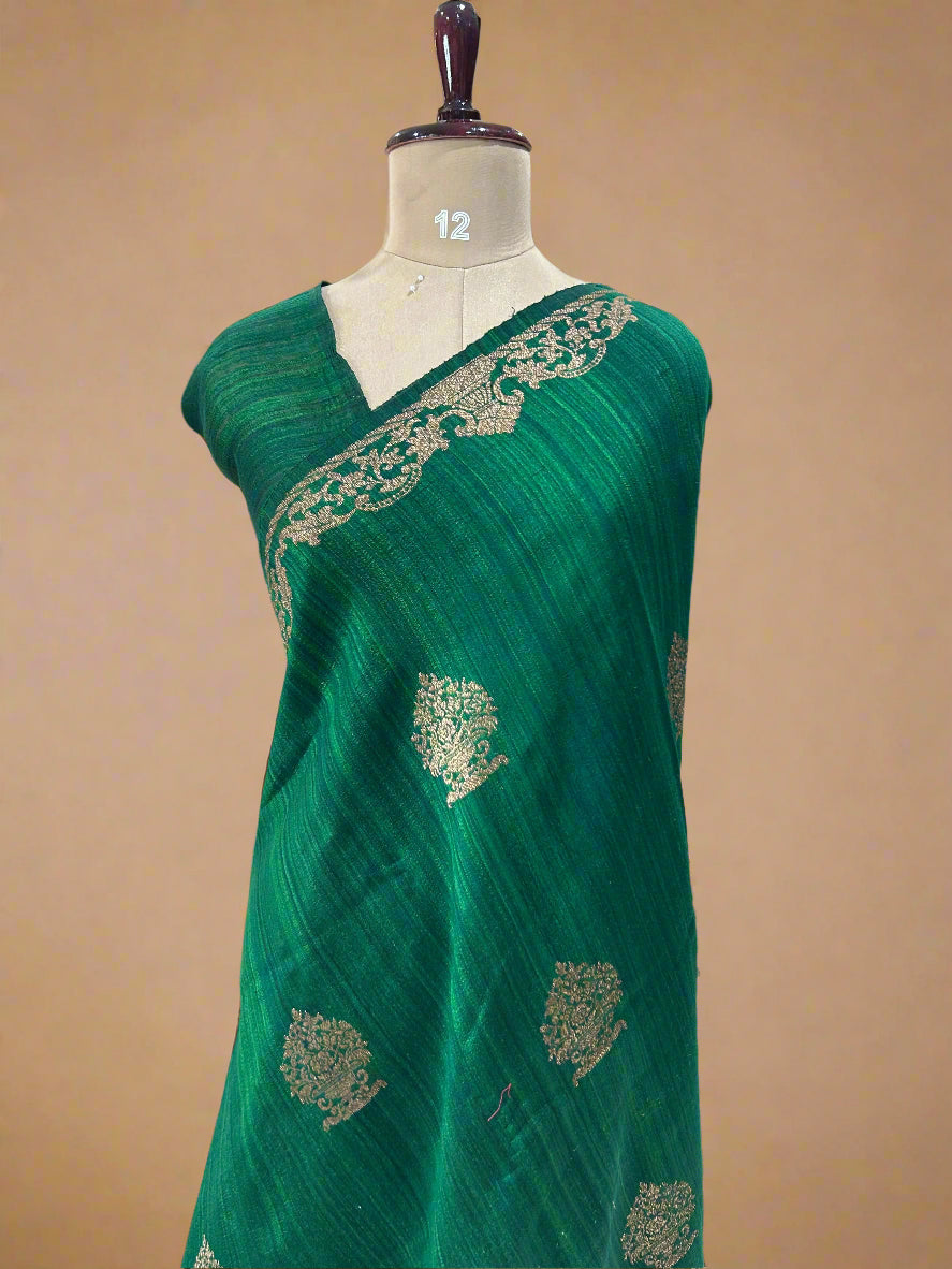 Green pure dupion banarasi-07 silk saree