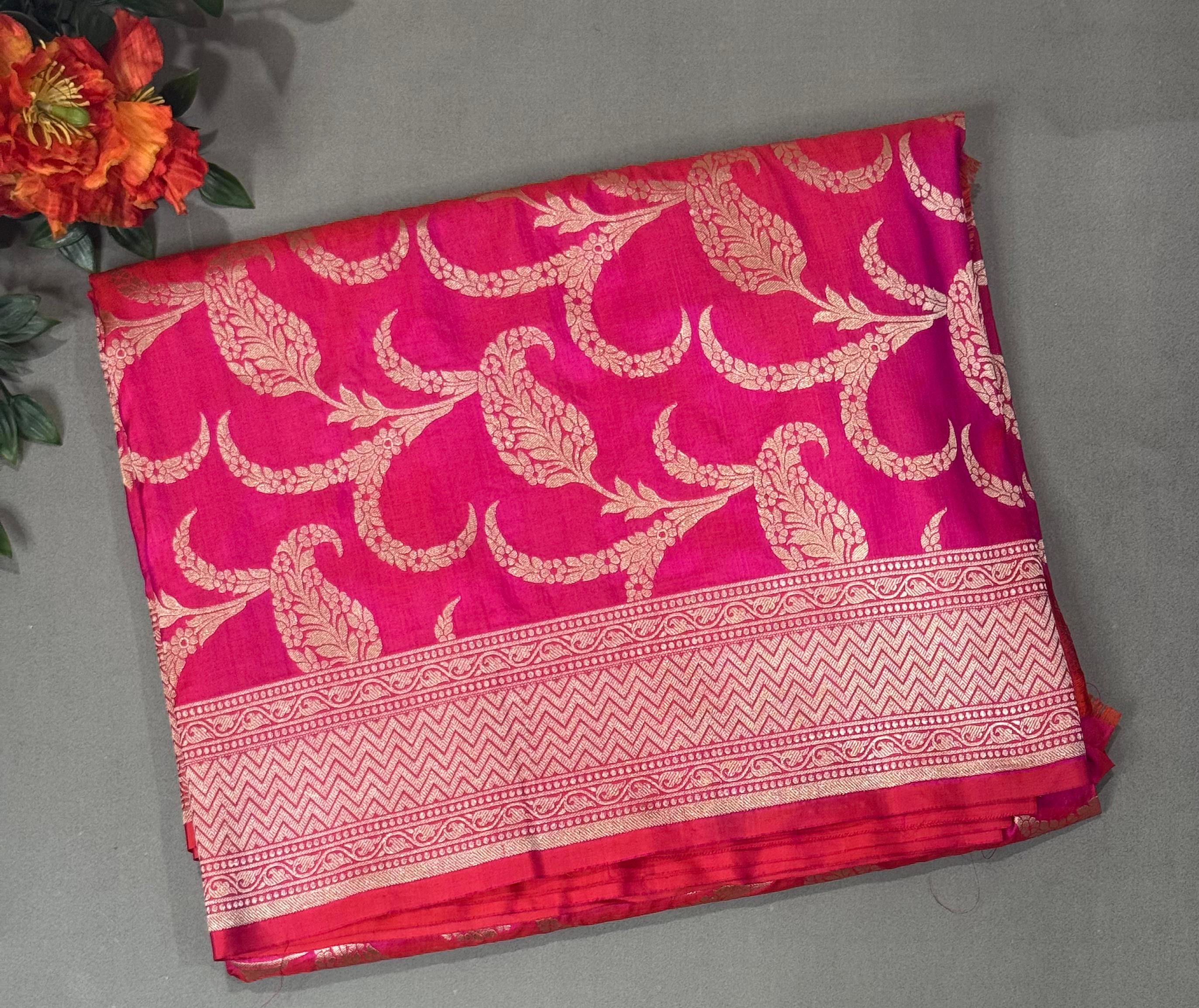 Pink pure kathan silk saree