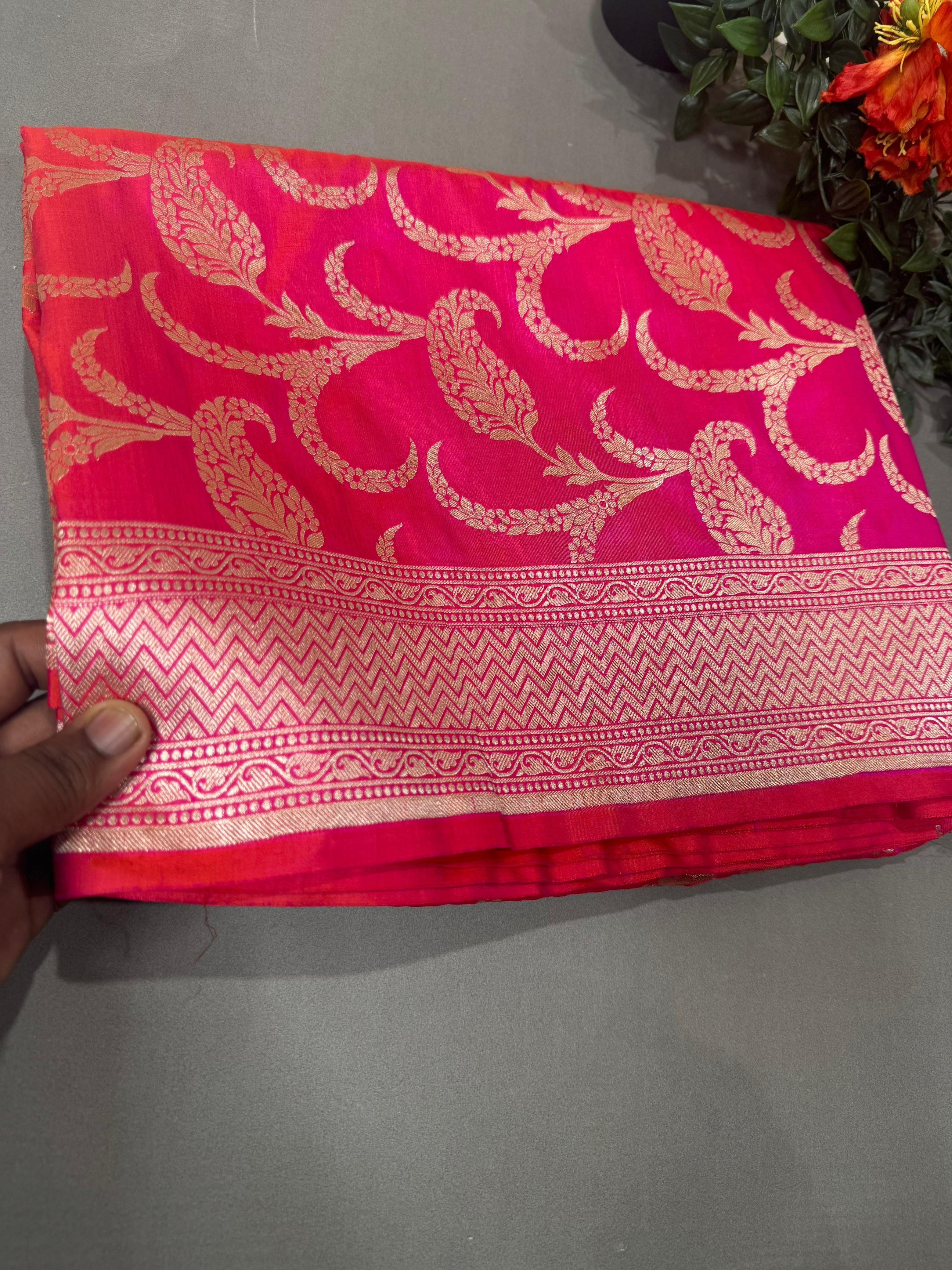 Pink pure kathan silk saree