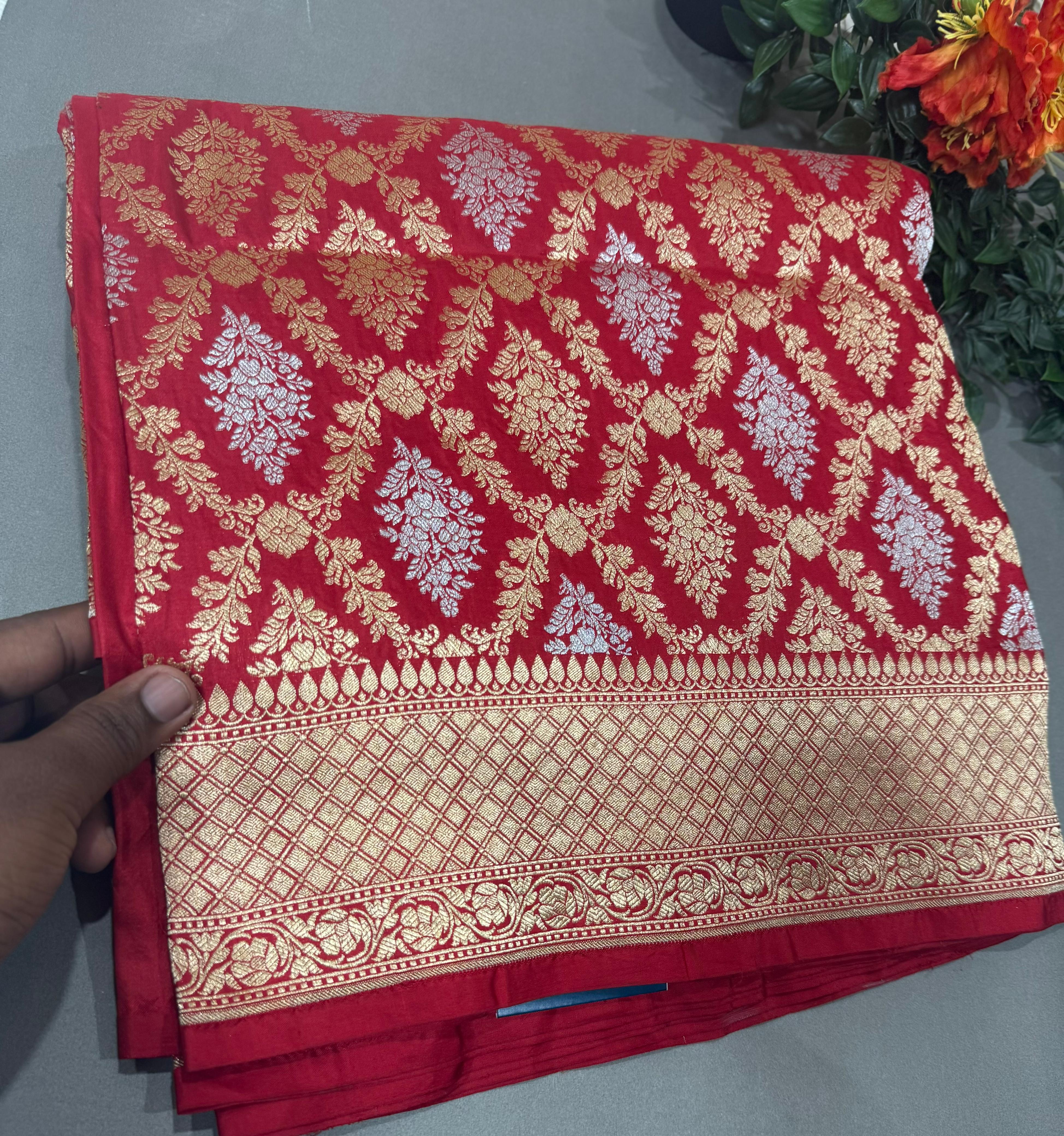 Red pure kathan silk saree