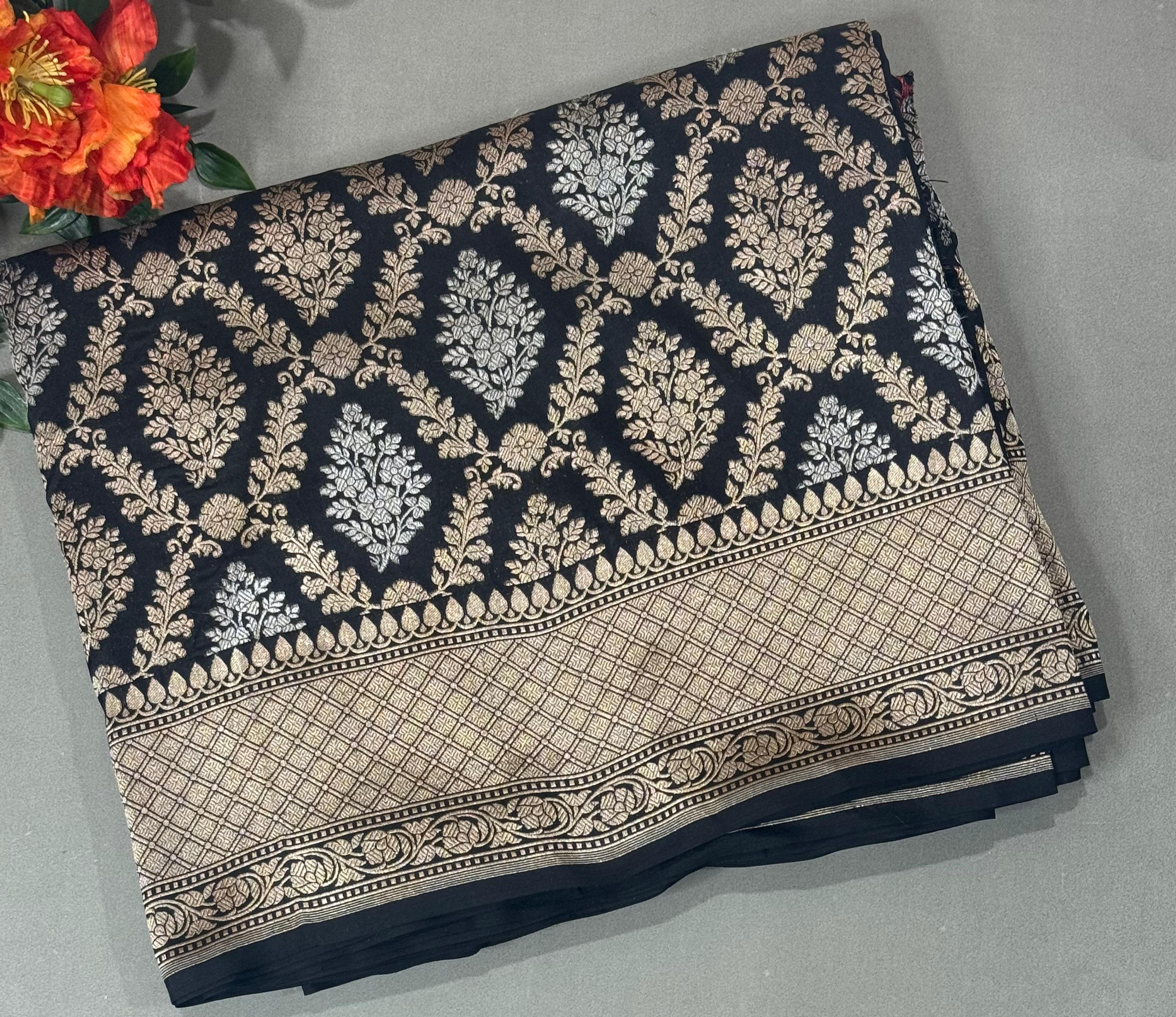 Black nita pure kathan silk saree