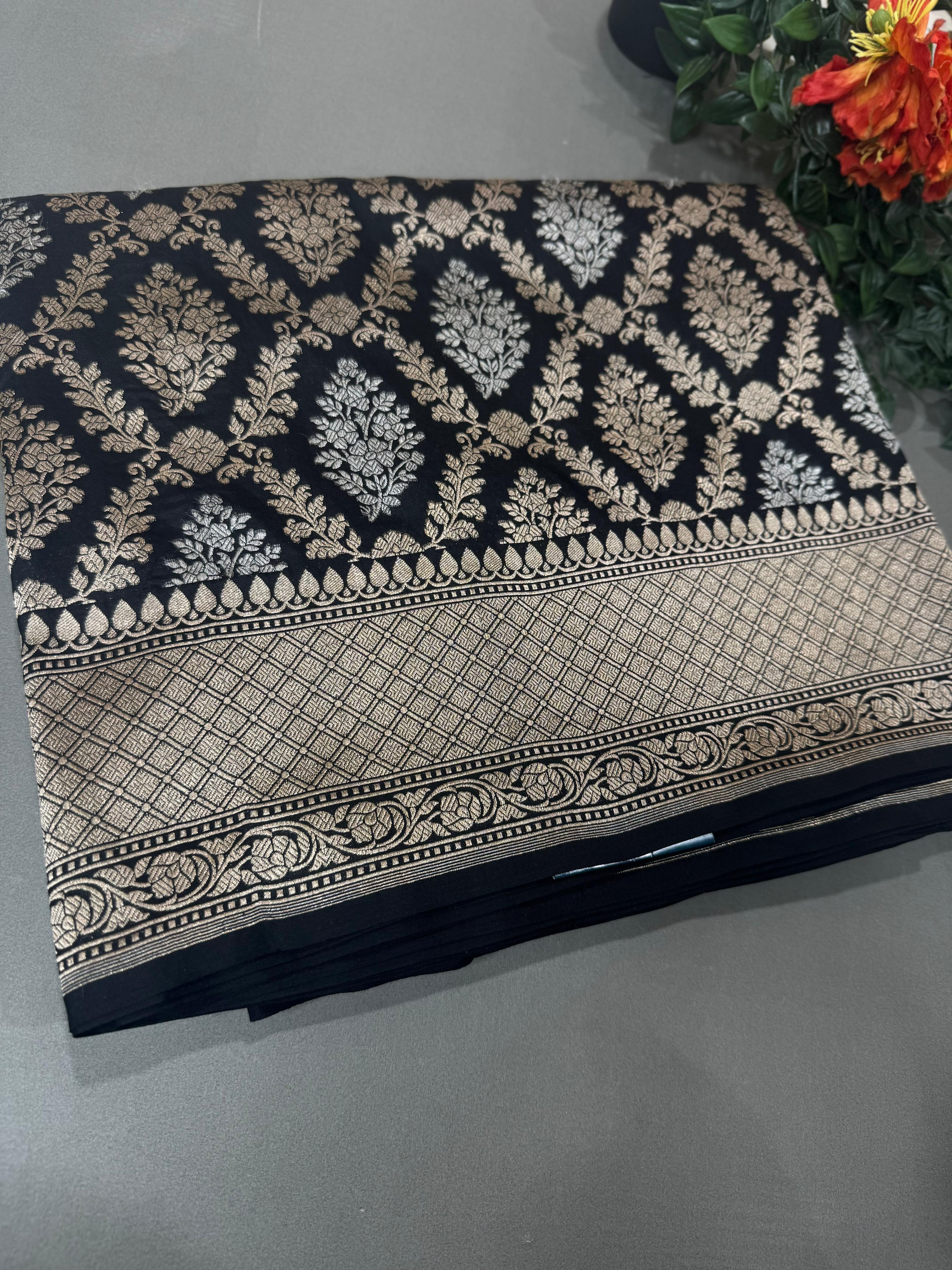 Black nita pure kathan silk saree