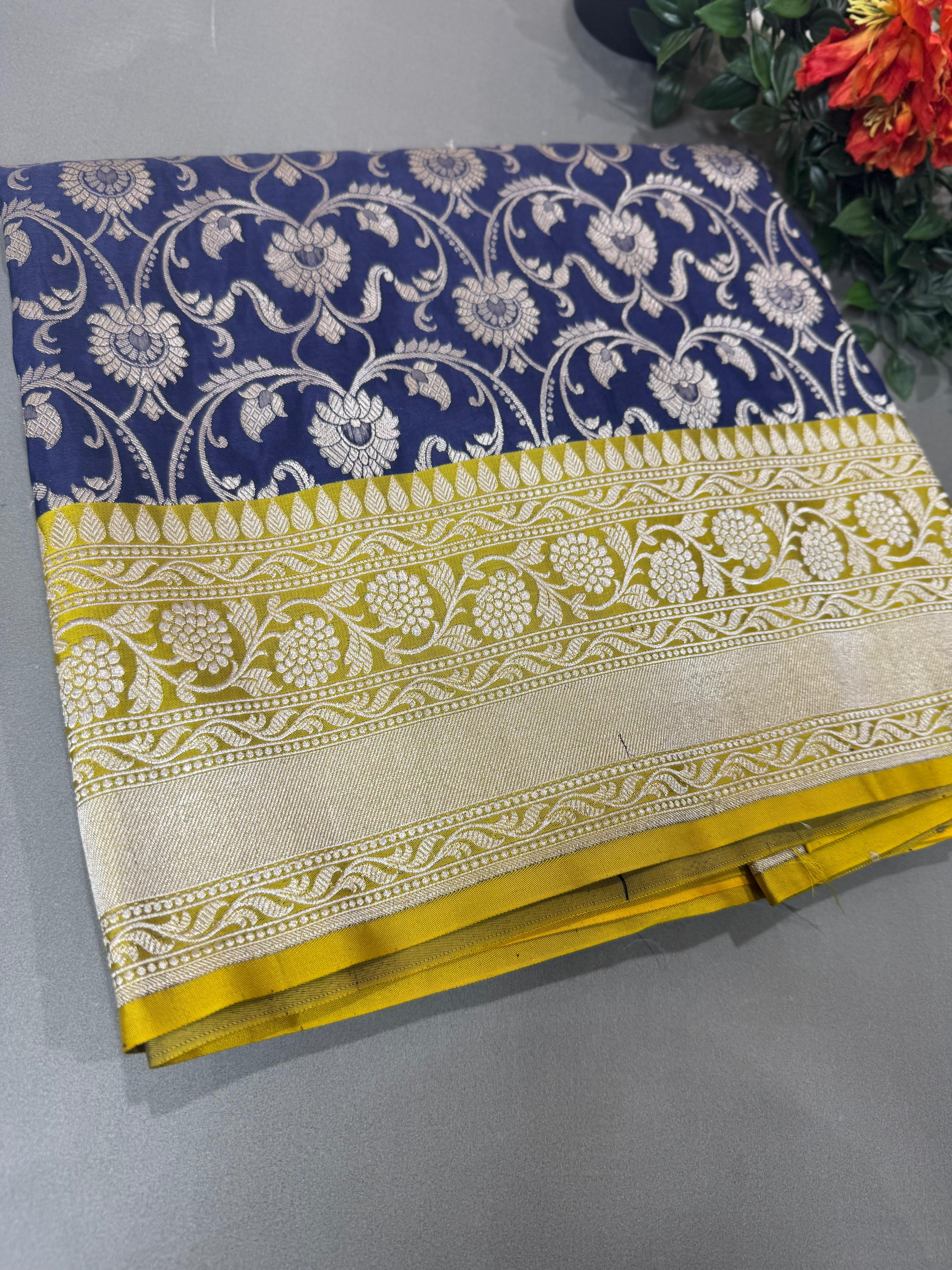 Navy blue pure kathan silk saree