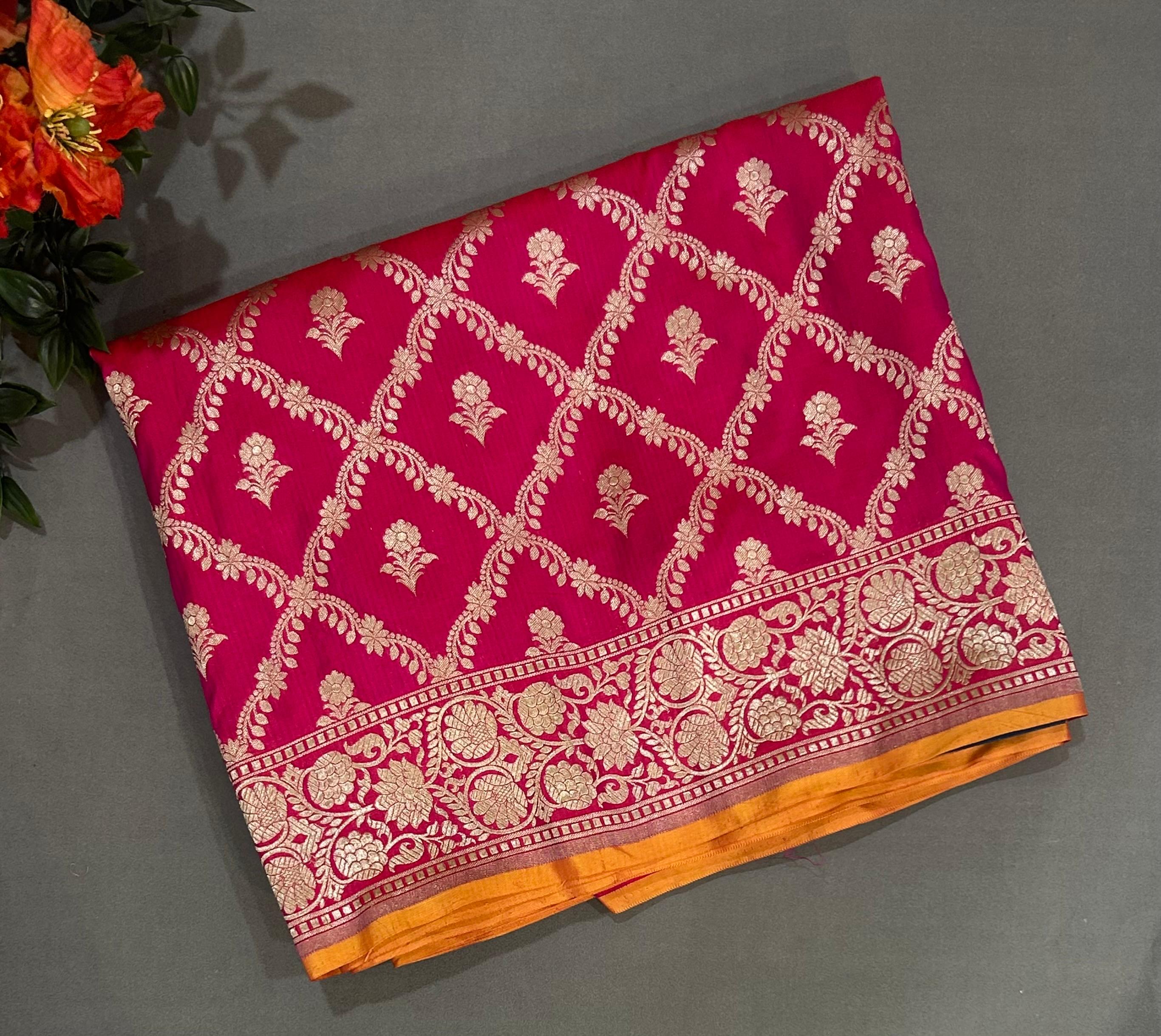 Rani pink pure kathan silk saree