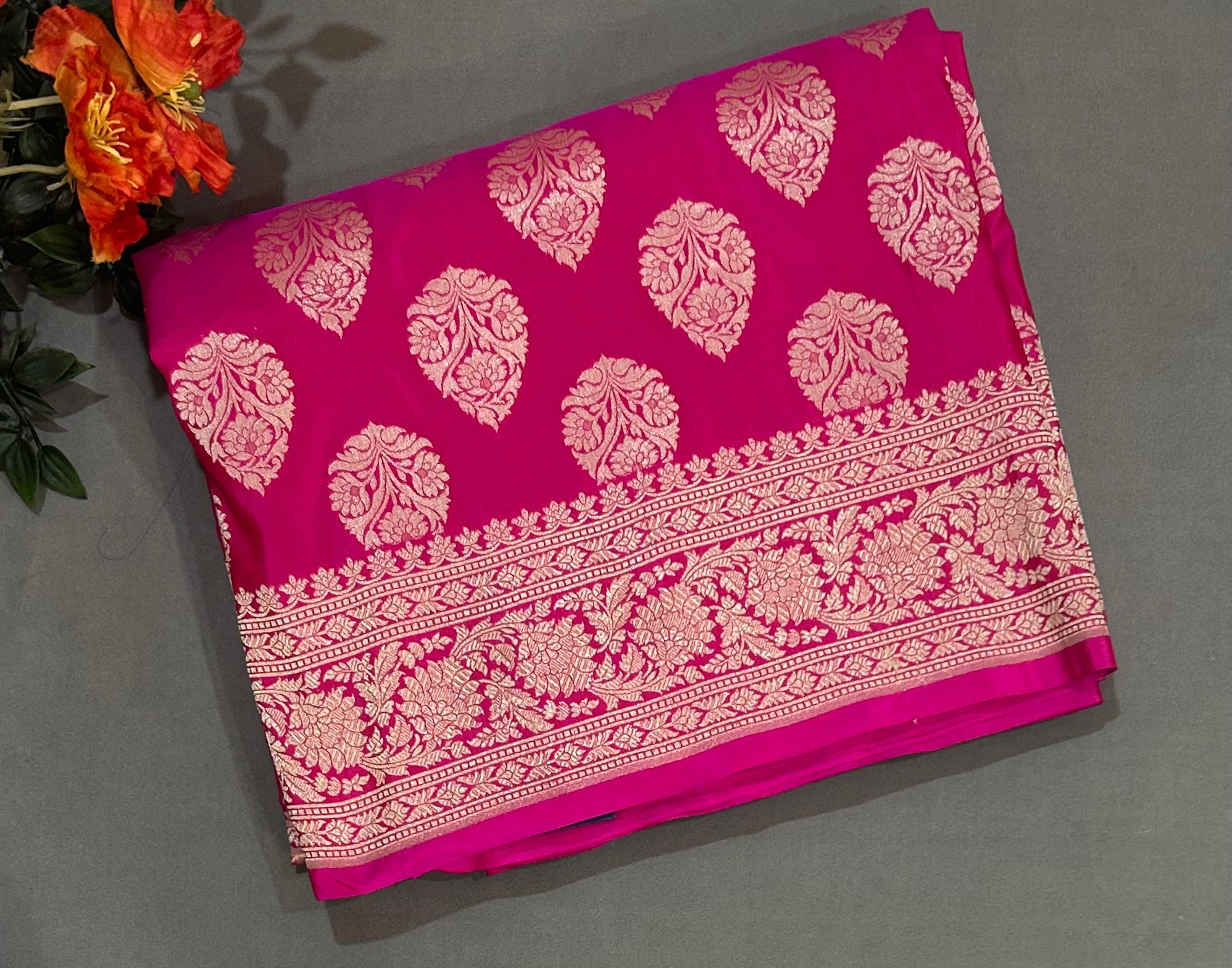 Rani pink pure kathan silk saree
