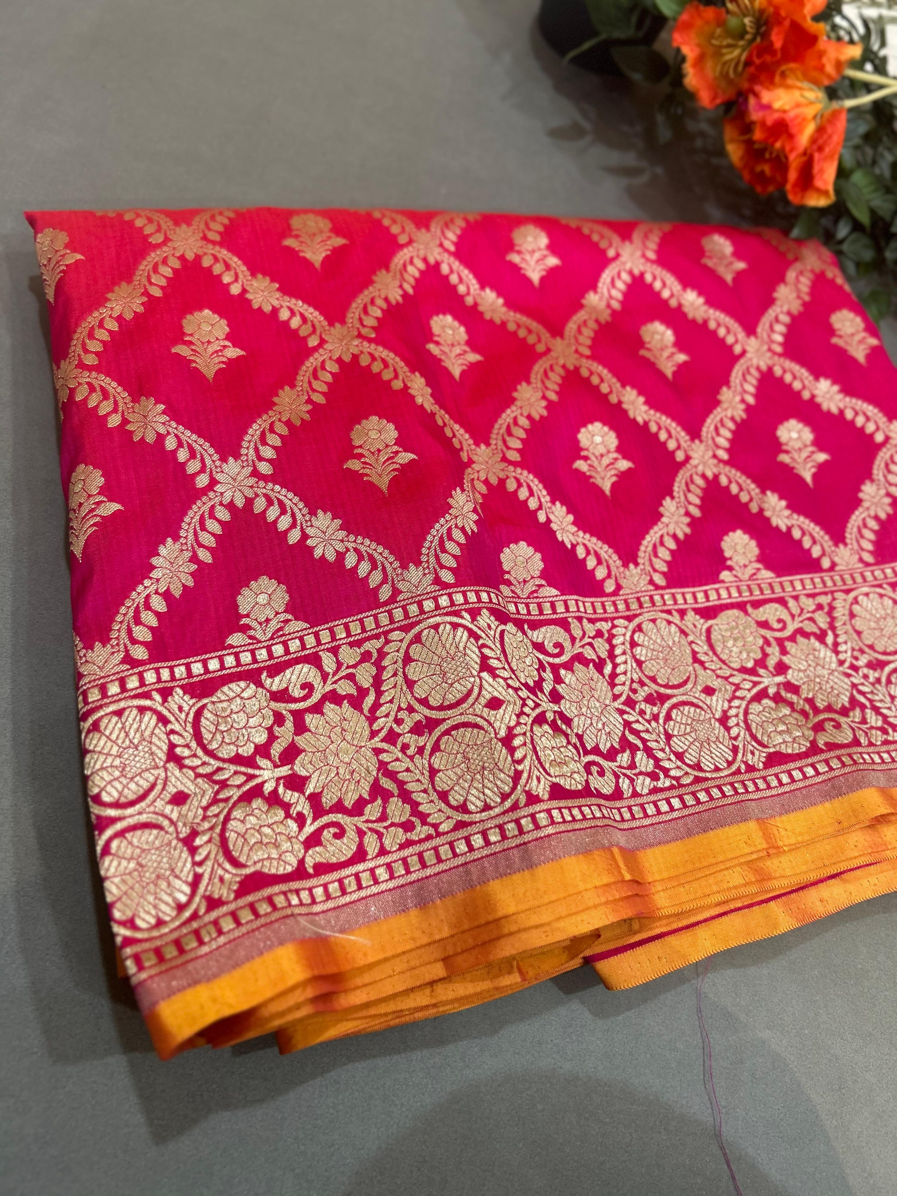 Rani pink pure kathan silk saree