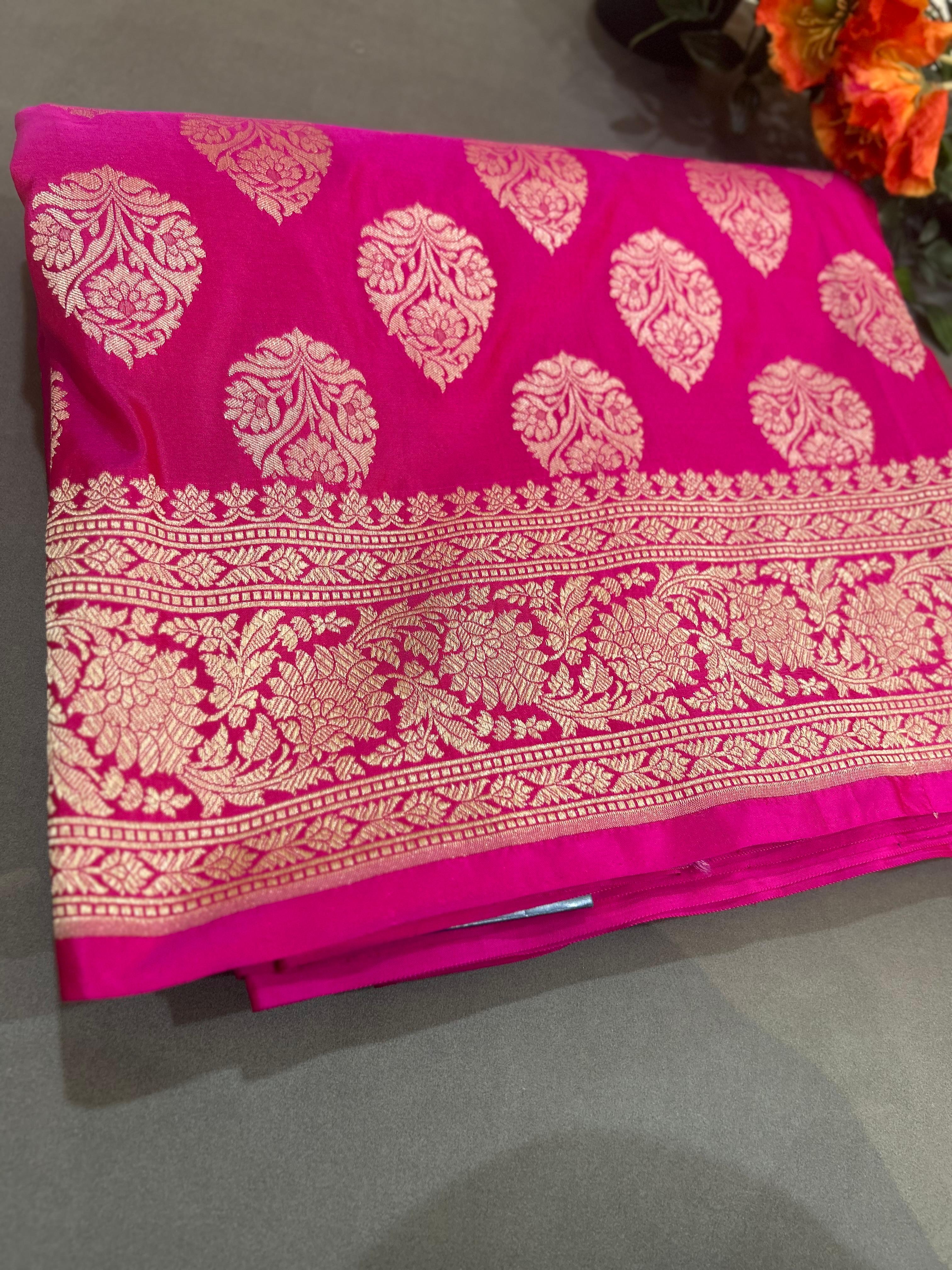 Rani pink pure kathan silk saree
