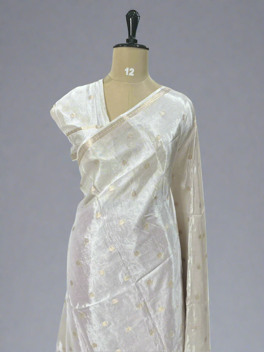 Cream 08 jute linen saree