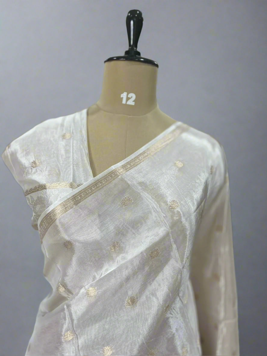 Cream 08 jute linen saree