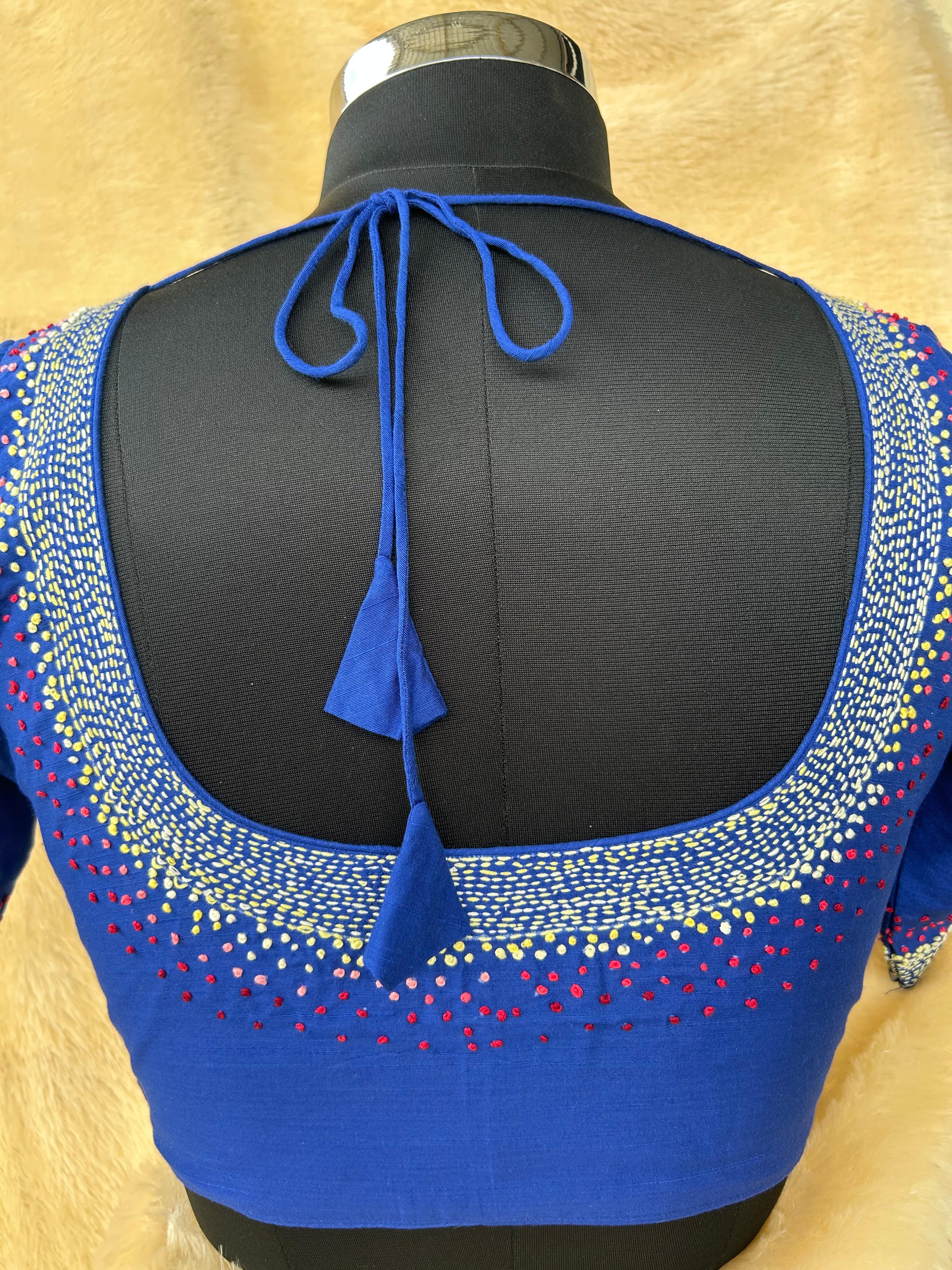 Blue knot handwork-09 blouse