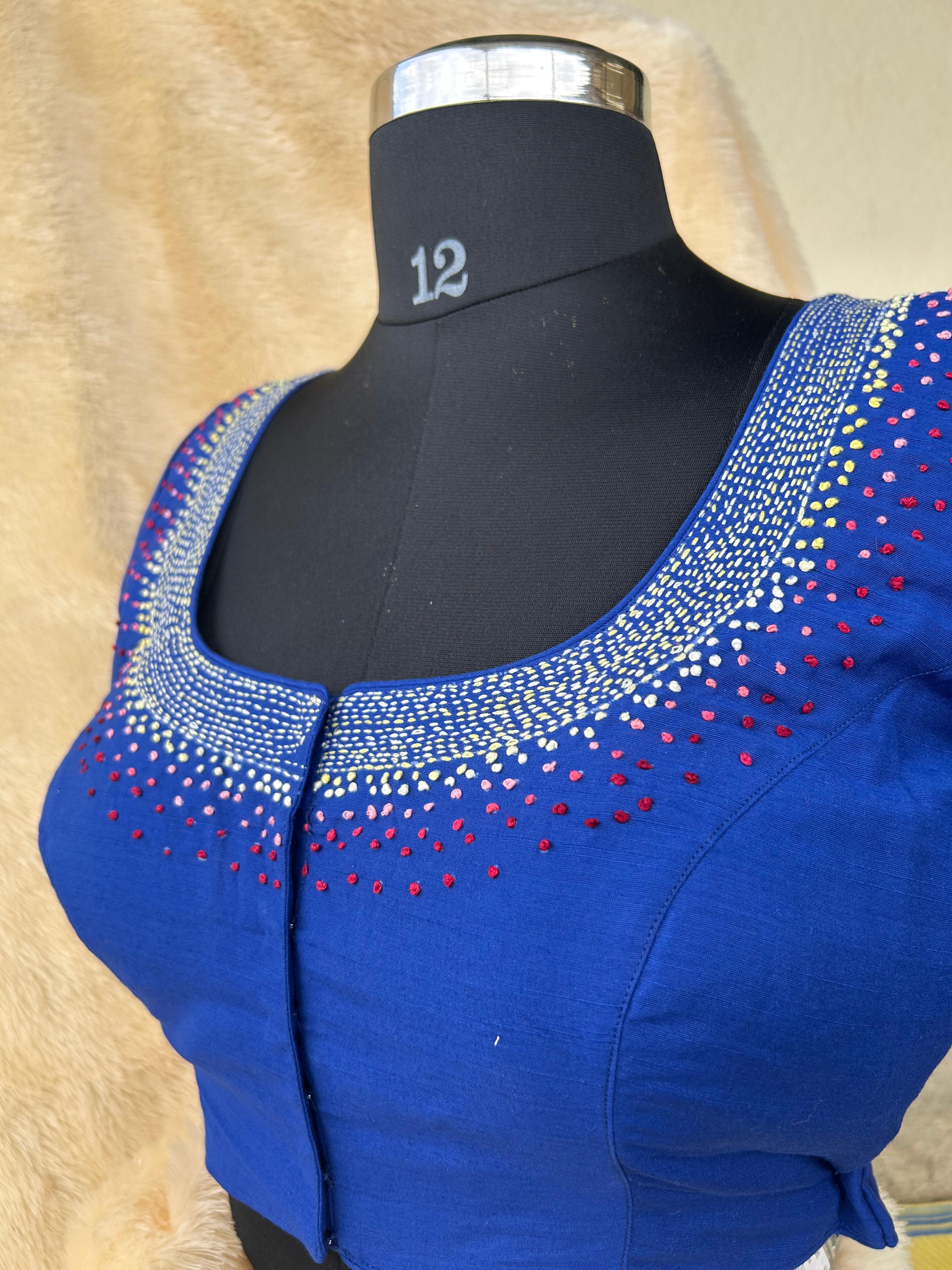 Blue knot handwork-09 blouse