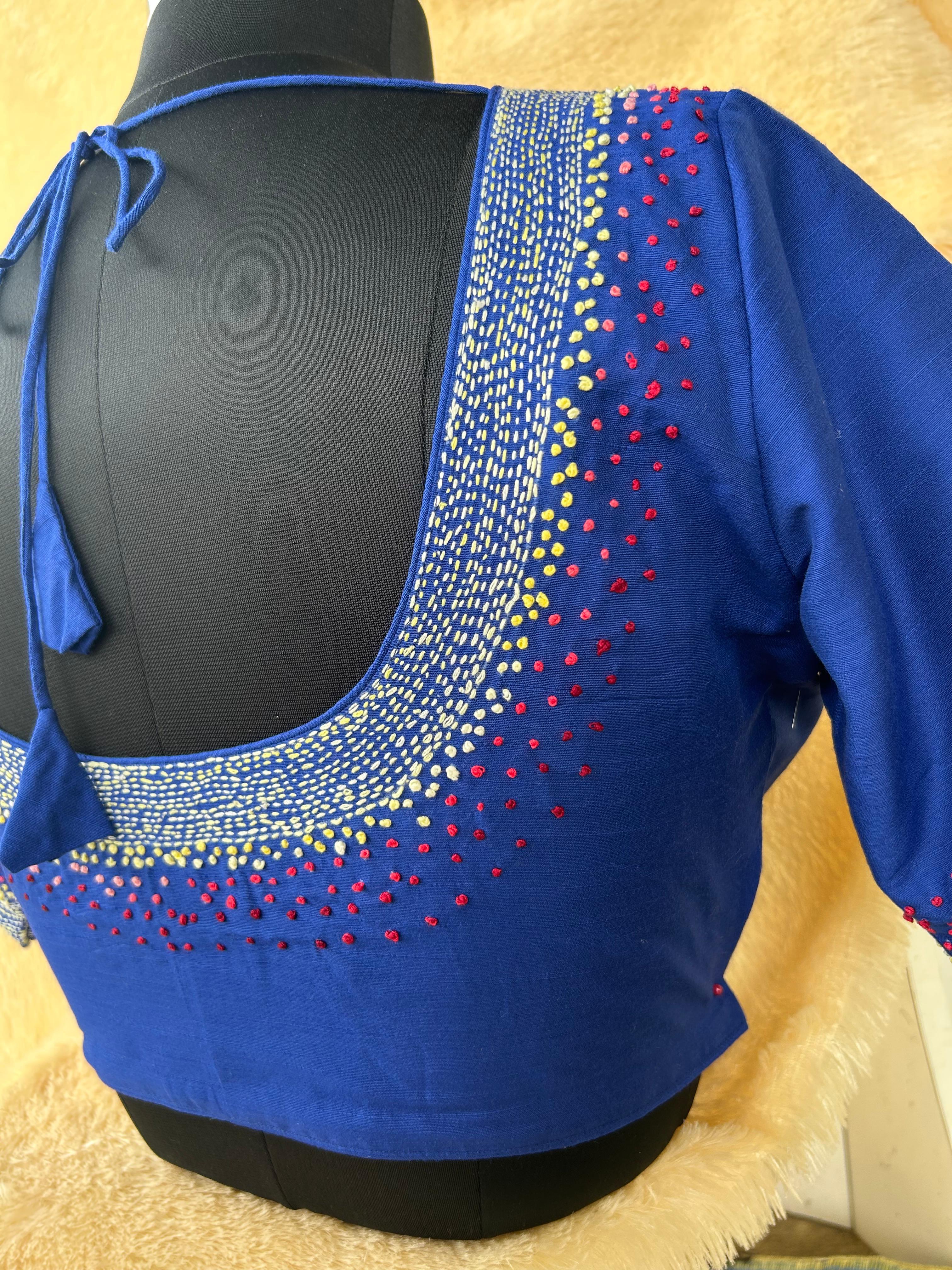 Blue knot handwork-09 blouse