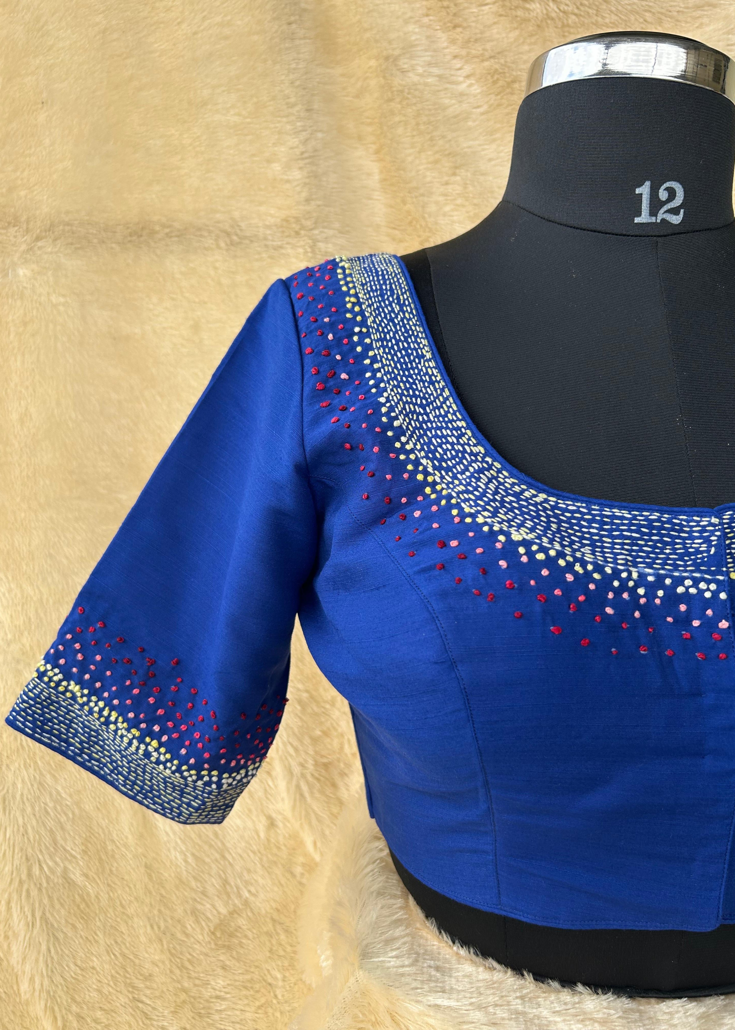 Blue knot handwork-09 blouse